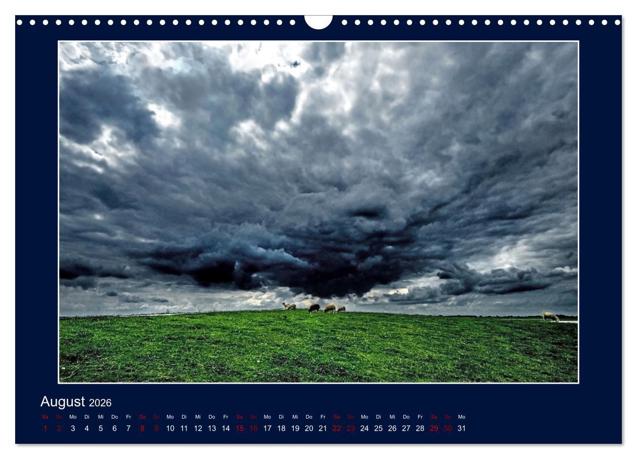 Beispielinhalt (Bild) Wolken, Watt und Wellen. Fotografische Impressionen vom Jadebusen. (Wandkalender 2026 DIN A3 quer), CALVENDO Monatskalender