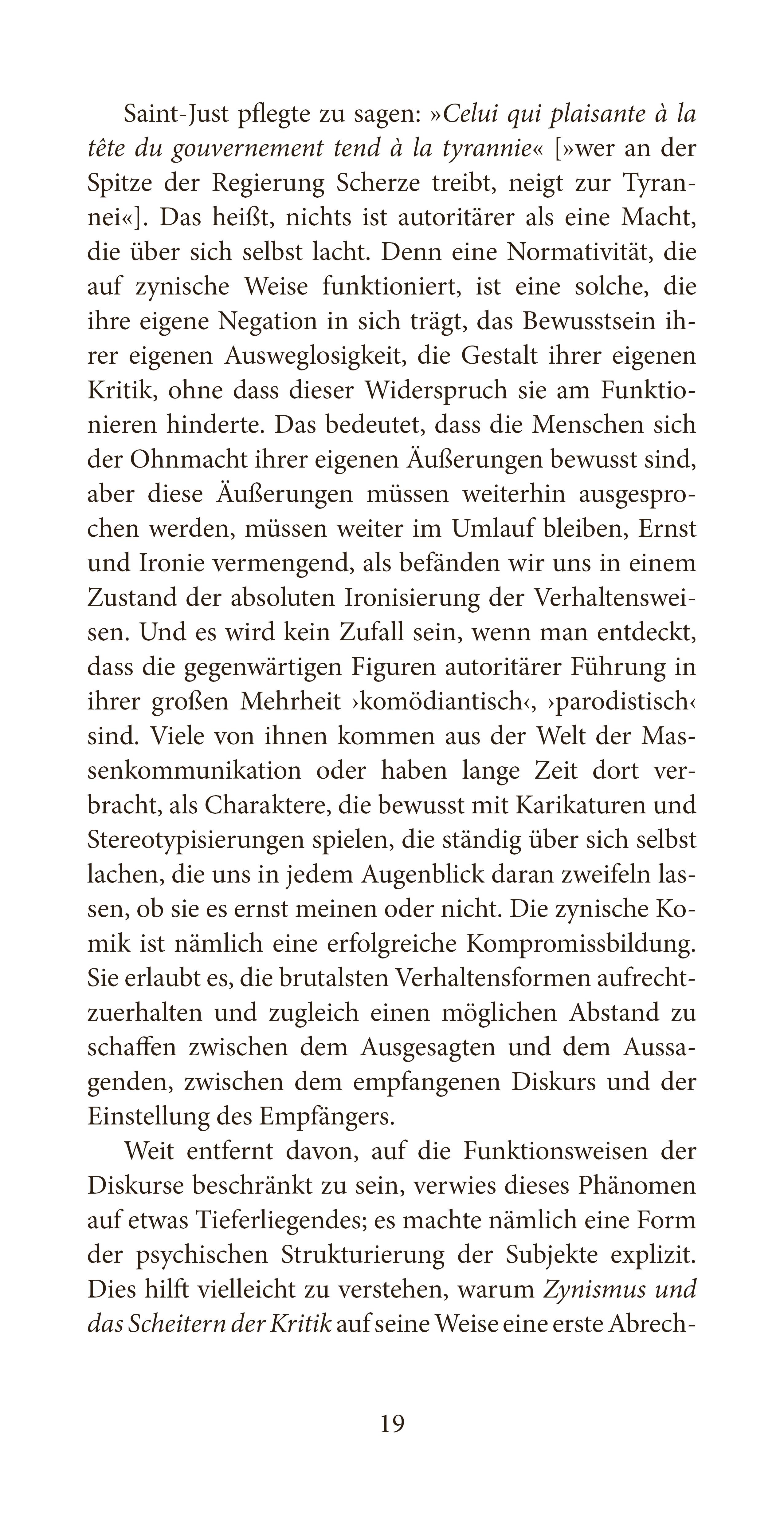 Beispielinhalt (Bild) Zynismus und das Scheitern der Kritik
