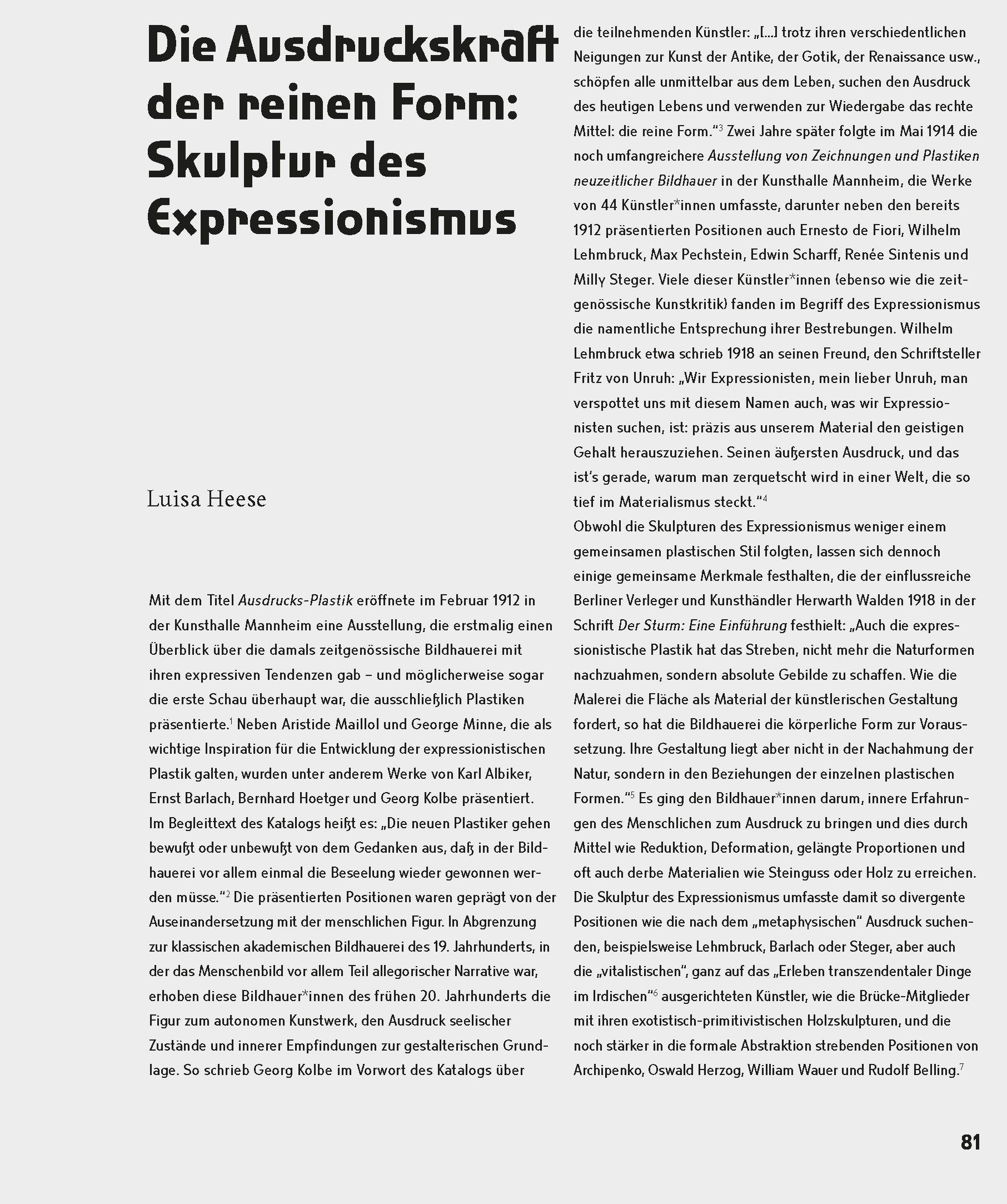 Beispielinhalt (Bild) Kirchner, Lehmbruck, Nolde