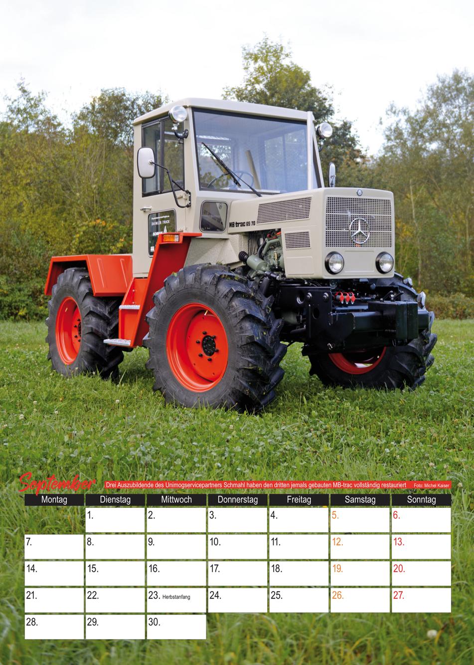 Beispielinhalt (Bild) Der MB-trac Monatskalender 2026