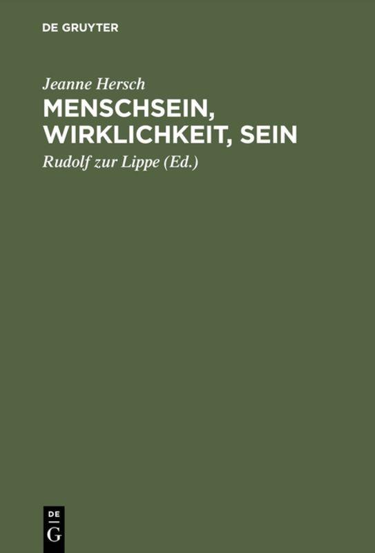 Vorderes Coverbild Menschsein, Wirklichkeit, Sein