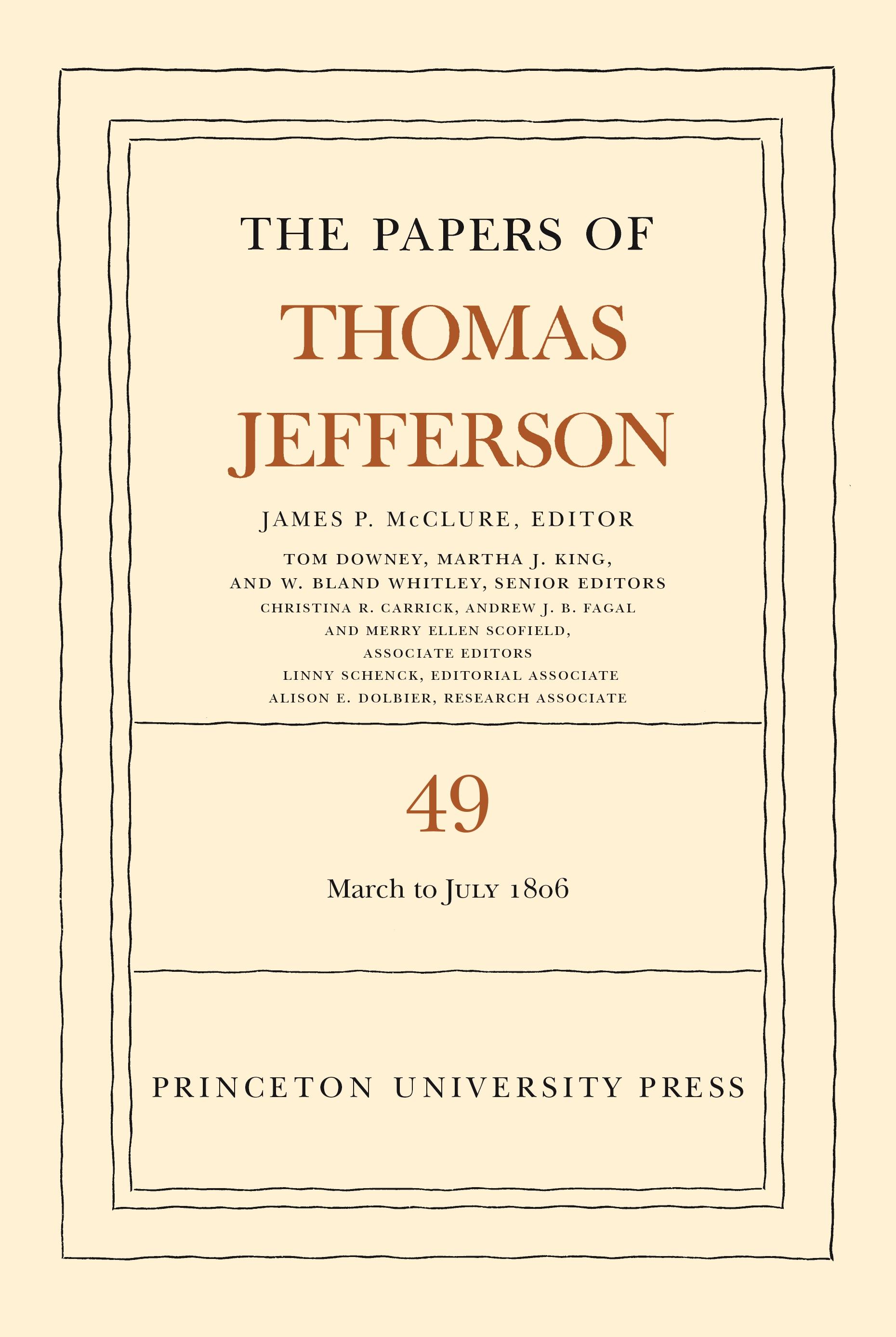 Vorderes Coverbild The Papers of Thomas Jefferson, Volume 49