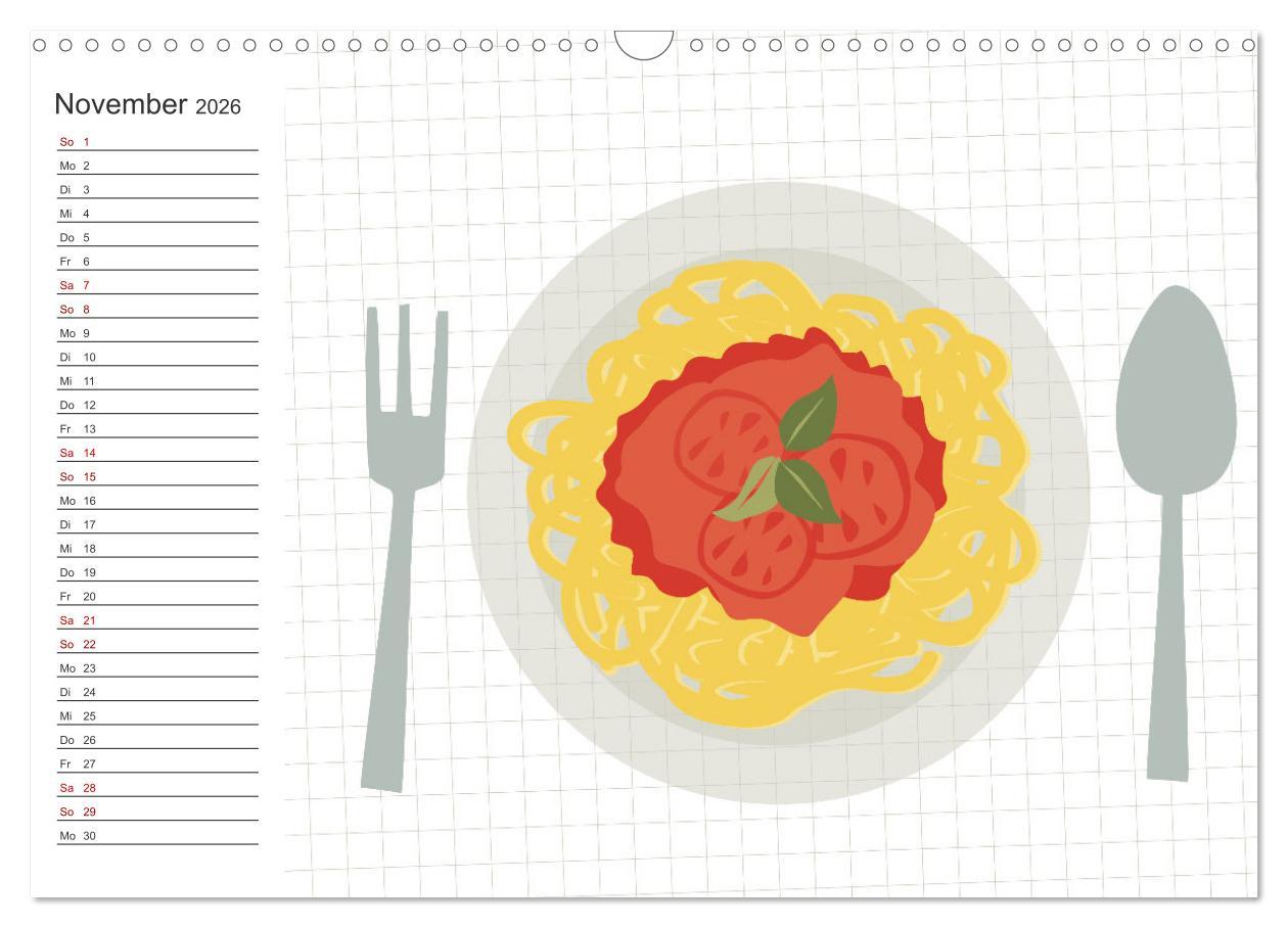 Beispielinhalt (Bild) Fast Food Illustration (Wandkalender 2026 DIN A3 quer), CALVENDO Monatskalender