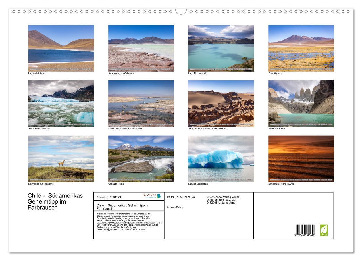 Beispielinhalt (Bild) Chile - Südamerikas Geheimtipp im Farbrausch (Wandkalender 2026 DIN A2 quer), CALVENDO Monatskalender