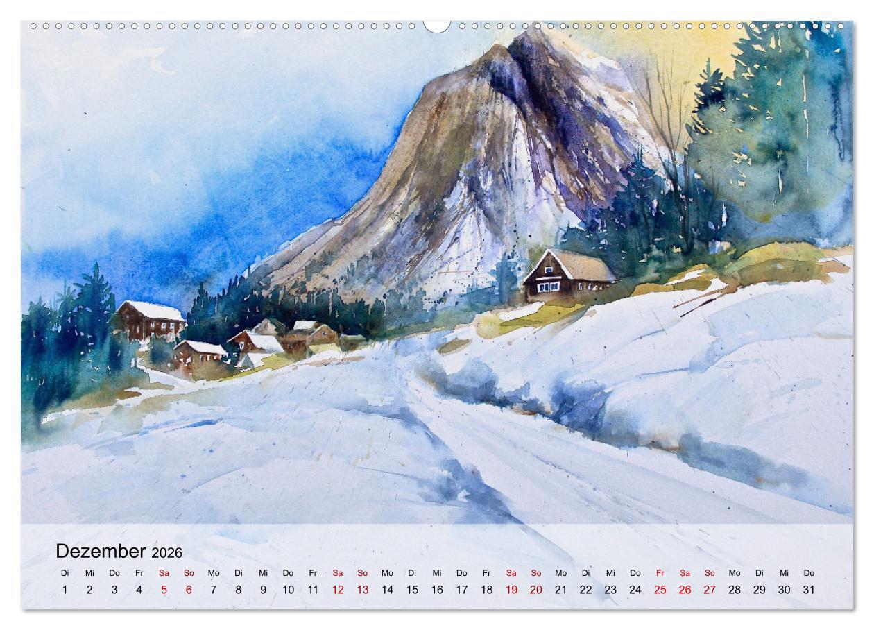 Beispielinhalt (Bild) Aquarell auf Reisen - mit Eckard Funck (hochwertiger Premium Wandkalender 2026 DIN A2 quer), Kunstdruck in Hochglanz