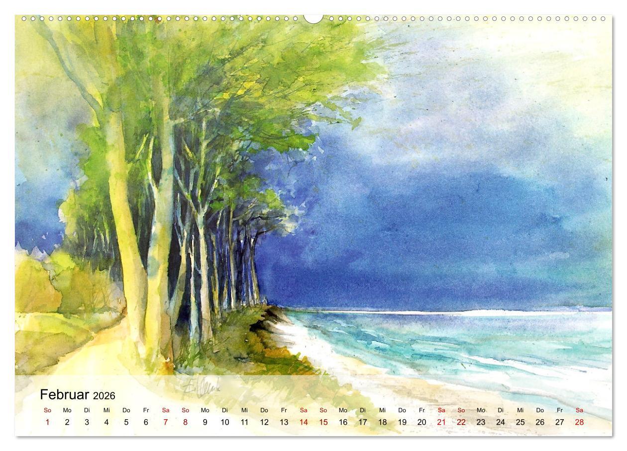 Beispielinhalt (Bild) Aquarell auf Reisen - mit Eckard Funck (hochwertiger Premium Wandkalender 2026 DIN A2 quer), Kunstdruck in Hochglanz
