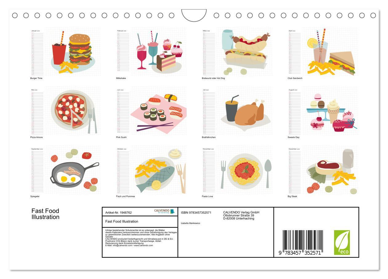 Beispielinhalt (Bild) Fast Food Illustration (Wandkalender 2026 DIN A4 quer), CALVENDO Monatskalender