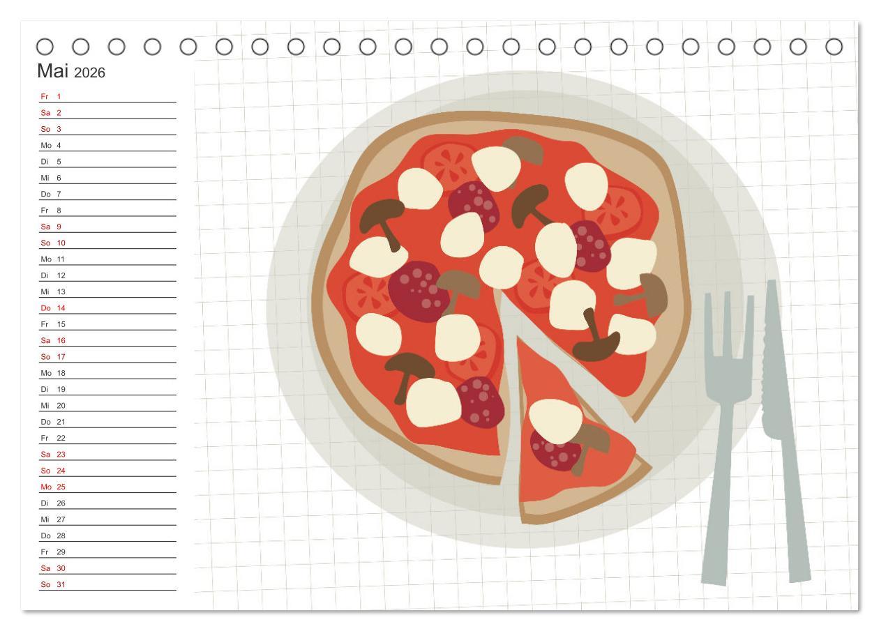 Beispielinhalt (Bild) Fast Food Illustration (Tischkalender 2026 DIN A5 quer), CALVENDO Monatskalender