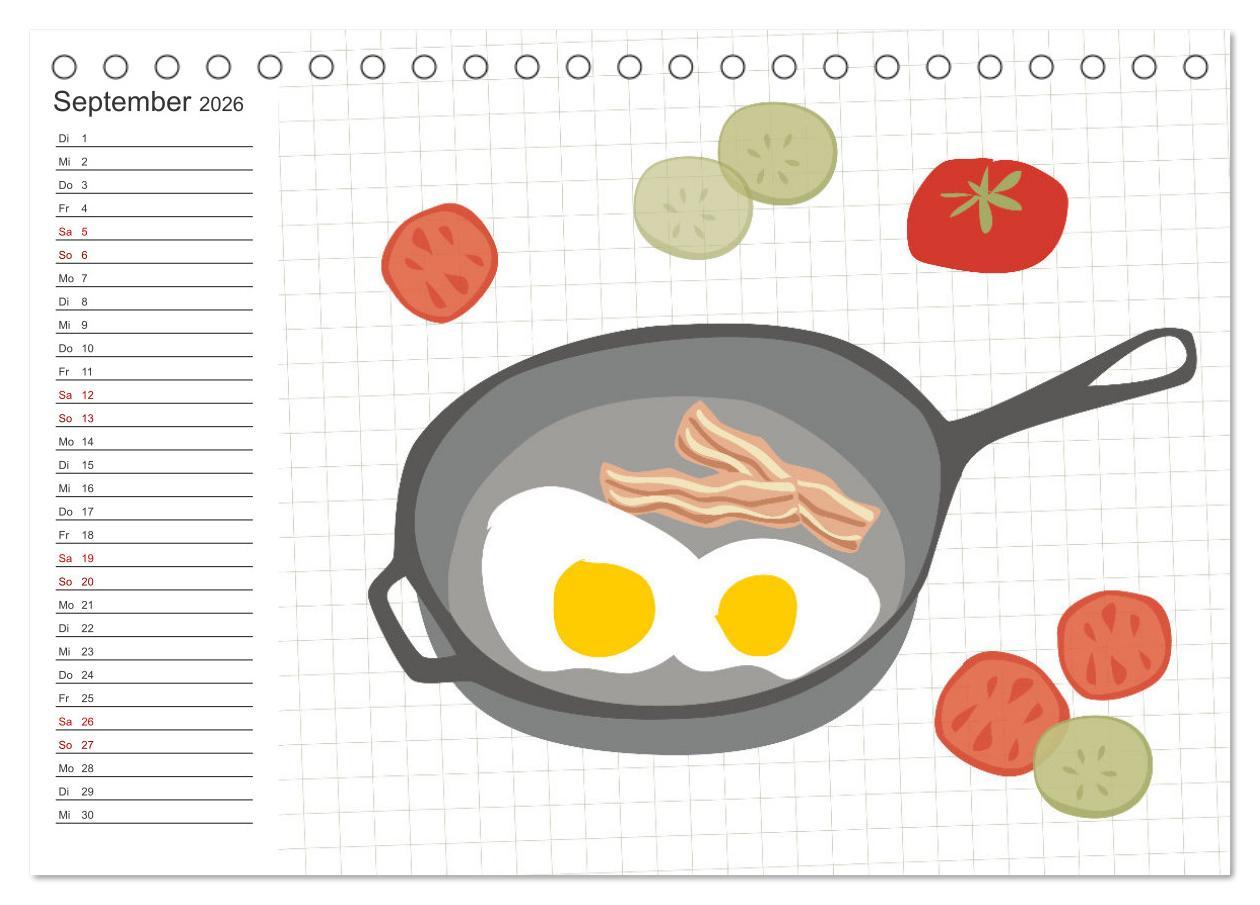 Beispielinhalt (Bild) Fast Food Illustration (Tischkalender 2026 DIN A5 quer), CALVENDO Monatskalender