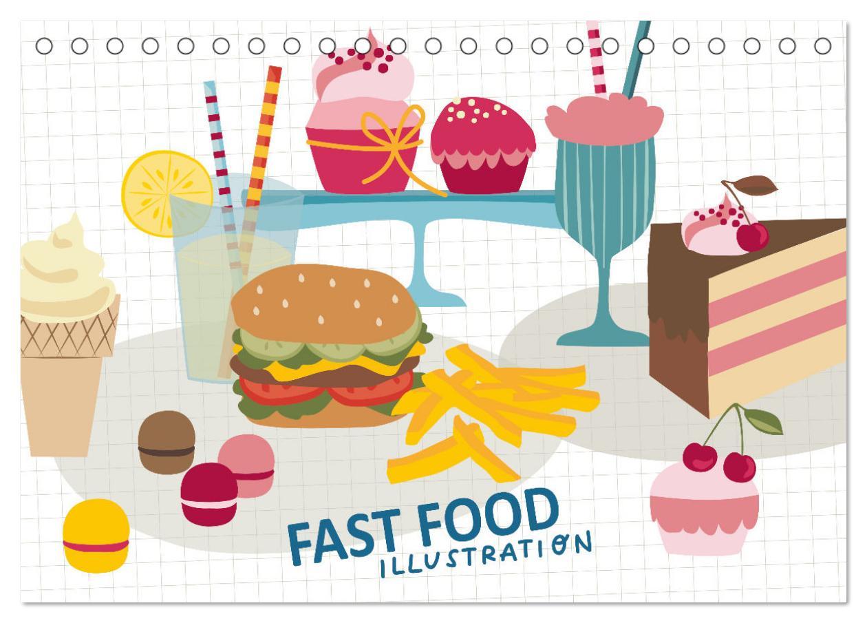 Vorderes Coverbild Fast Food Illustration (Tischkalender 2026 DIN A5 quer), CALVENDO Monatskalender