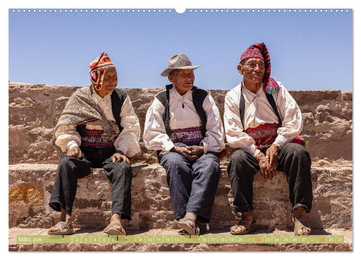Beispielinhalt (Bild) Peru - Bunte Vielfalt von Machu Picchu bis zur Atacama Wüste (Wandkalender 2026 DIN A2 quer), CALVENDO Monatskalender