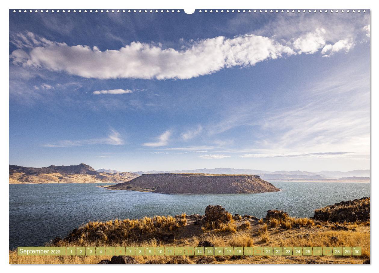 Beispielinhalt (Bild) Peru - Bunte Vielfalt von Machu Picchu bis zur Atacama Wüste (Wandkalender 2026 DIN A2 quer), CALVENDO Monatskalender