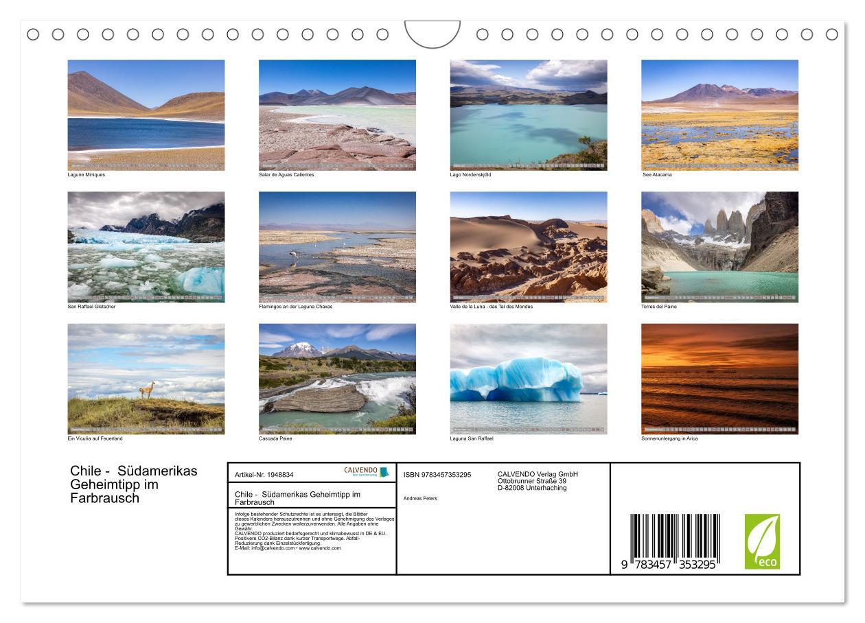 Beispielinhalt (Bild) Chile - Südamerikas Geheimtipp im Farbrausch (Wandkalender 2026 DIN A4 quer), CALVENDO Monatskalender