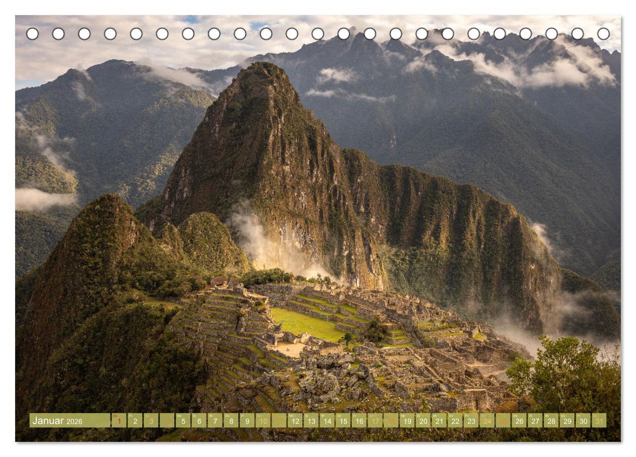 Beispielinhalt (Bild) Peru - Bunte Vielfalt von Machu Picchu bis zur Atacama Wüste (Tischkalender 2026 DIN A5 quer), CALVENDO Monatskalender