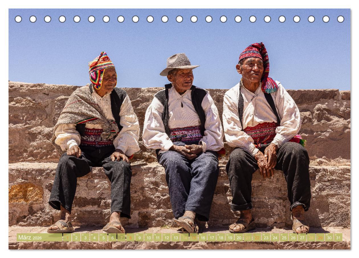 Beispielinhalt (Bild) Peru - Bunte Vielfalt von Machu Picchu bis zur Atacama Wüste (Tischkalender 2026 DIN A5 quer), CALVENDO Monatskalender