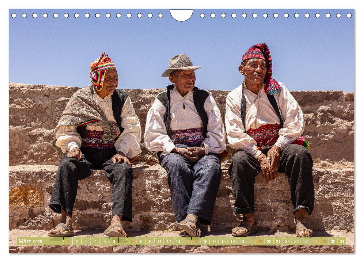 Beispielinhalt (Bild) Peru - Bunte Vielfalt von Machu Picchu bis zur Atacama Wüste (Wandkalender 2026 DIN A4 quer), CALVENDO Monatskalender