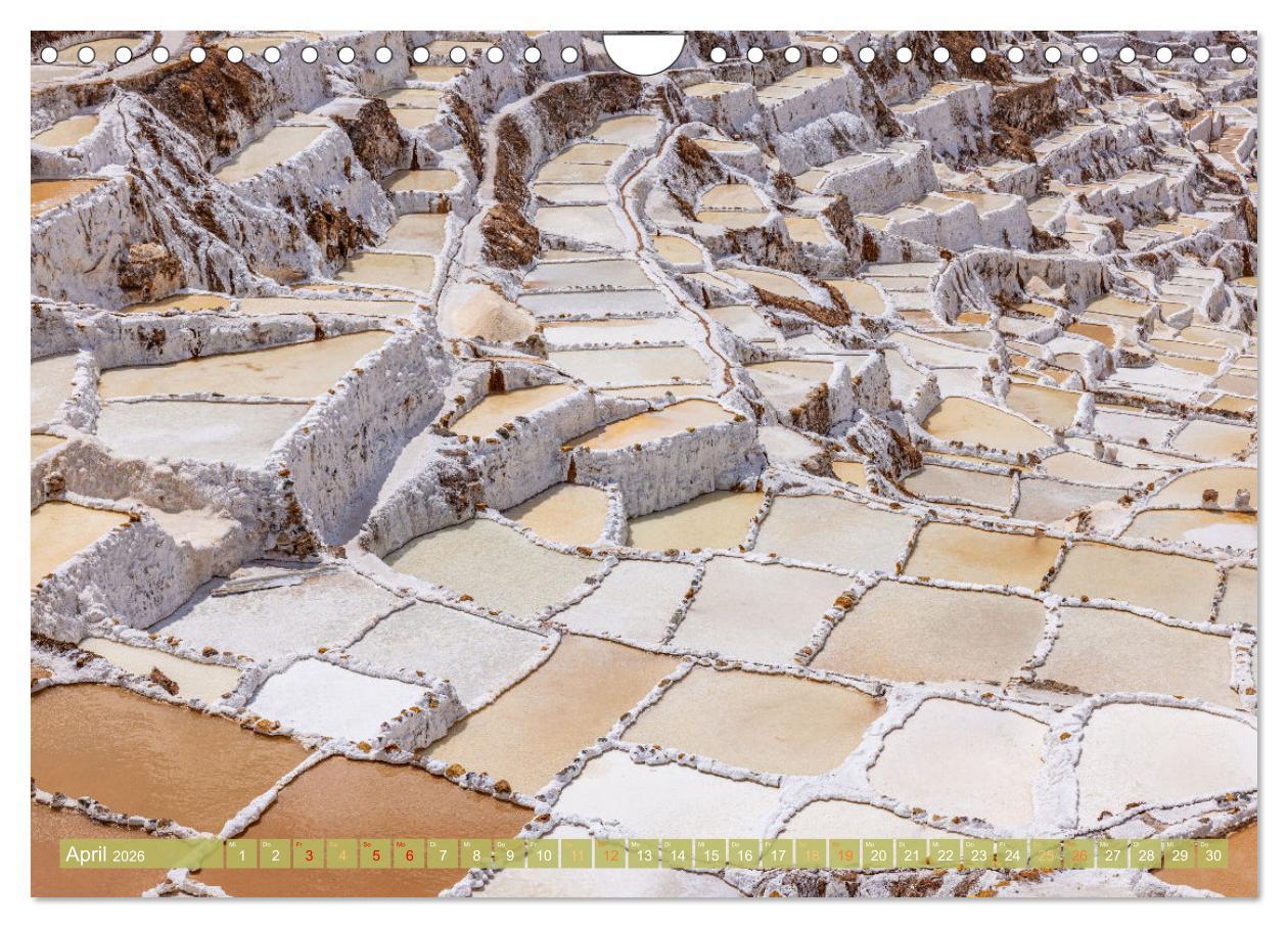 Beispielinhalt (Bild) Peru - Bunte Vielfalt von Machu Picchu bis zur Atacama Wüste (Wandkalender 2026 DIN A4 quer), CALVENDO Monatskalender