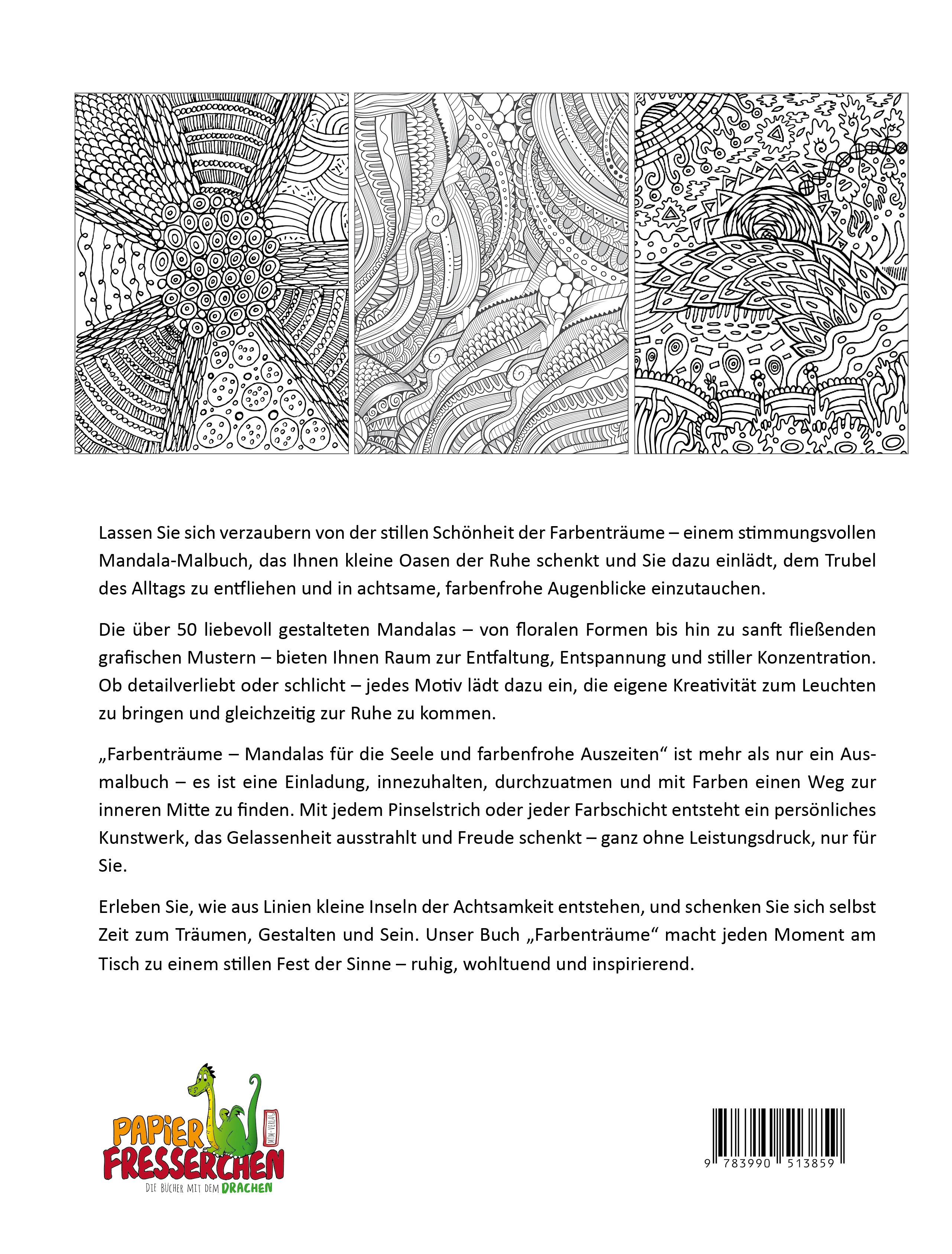 Rückseitencover Farbenträume - Mandalas für die Seele und farbenfrohe Auszeiten