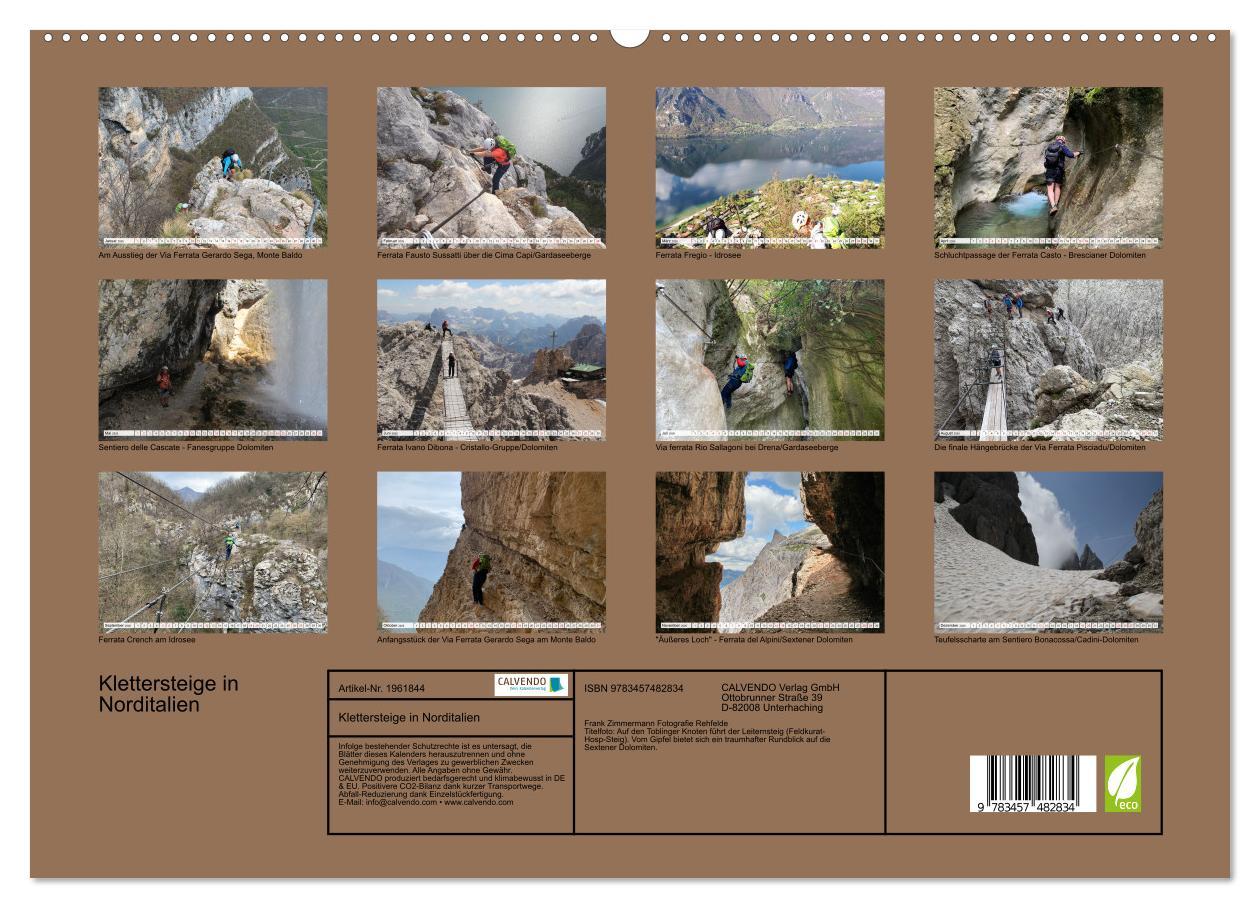 Beispielinhalt (Bild) Klettersteige in Norditalien (hochwertiger Premium Wandkalender 2026 DIN A2 quer), Kunstdruck in Hochglanz