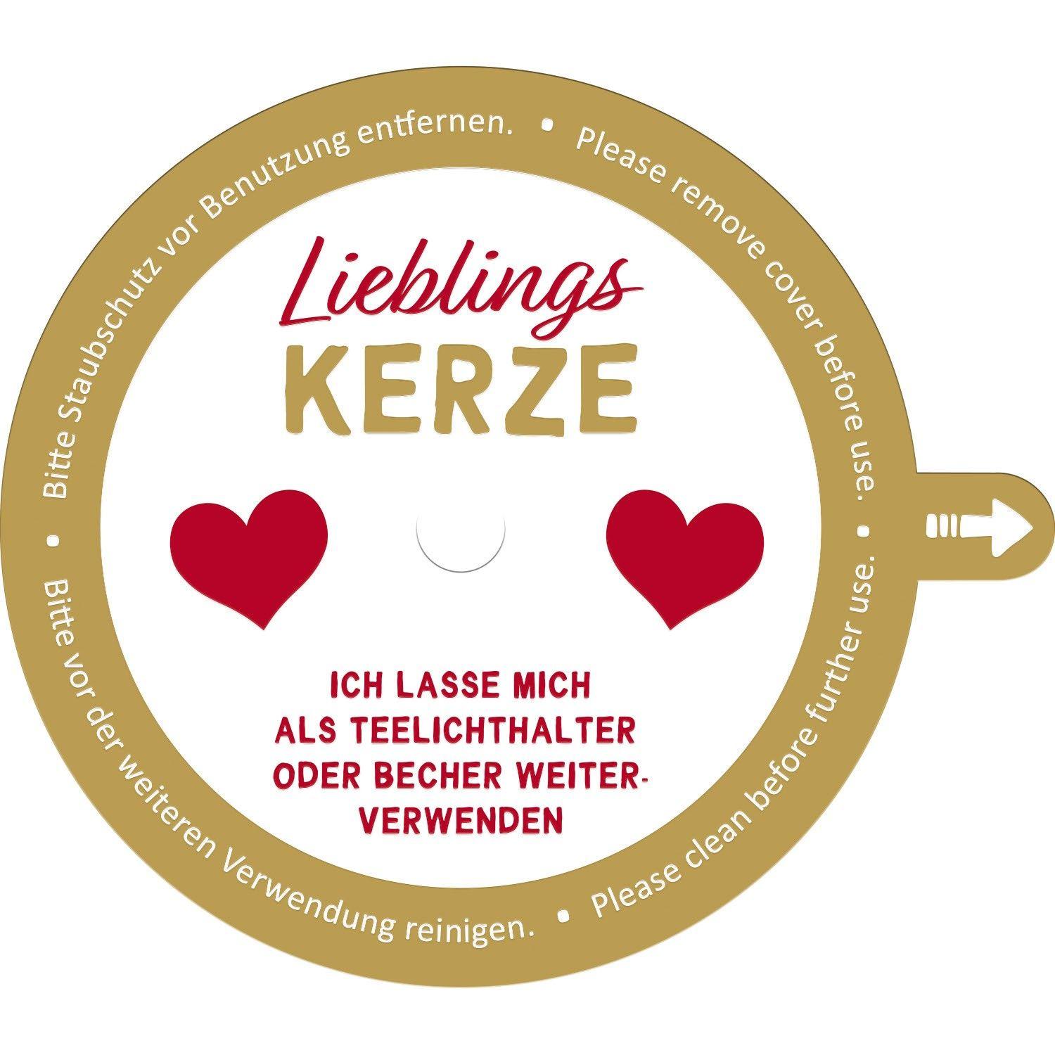 Beispielinhalt (Bild) Kerze in Porzellanbecher "Schön, dass es dich gibt", mit Golddruck