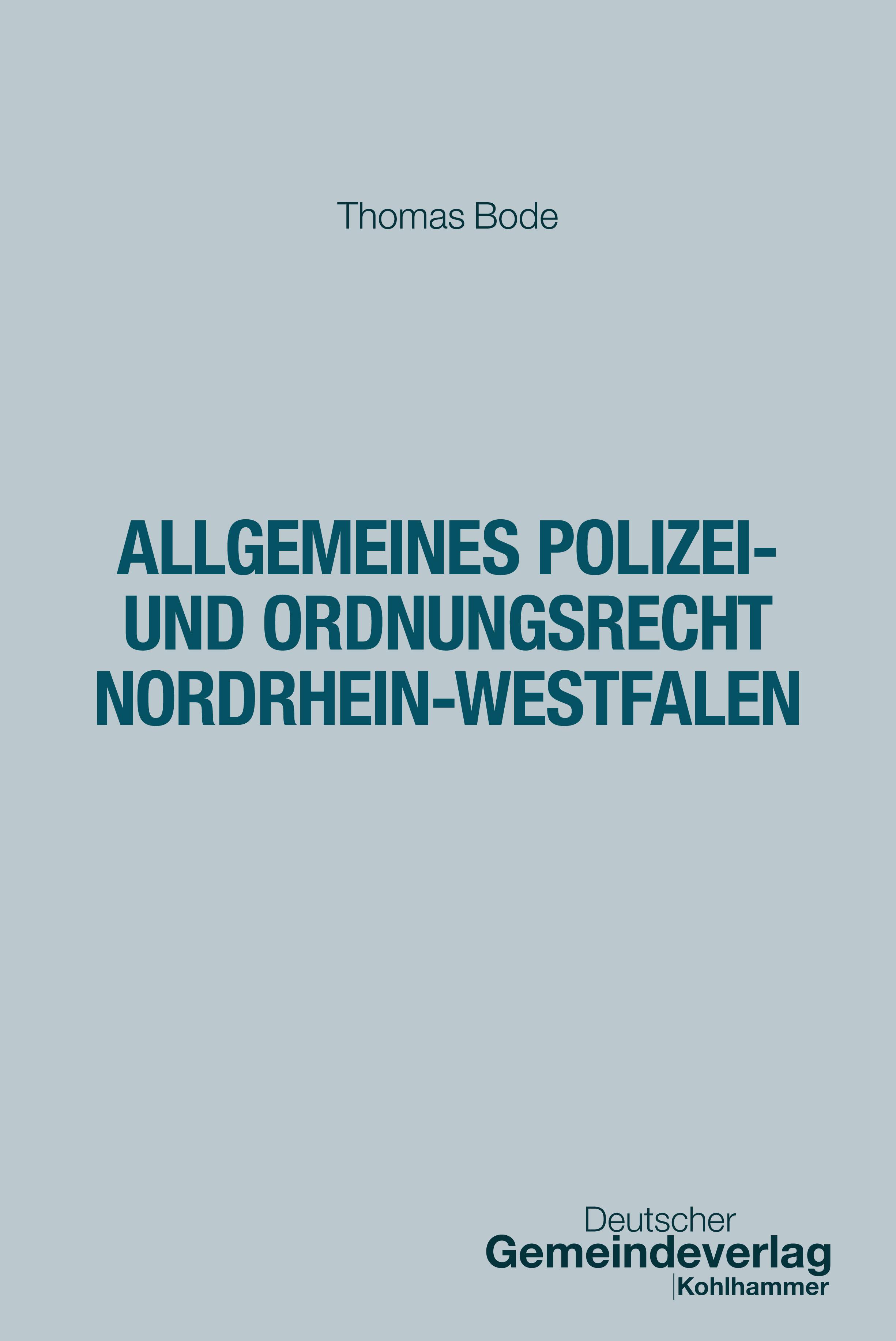 Vorderes Coverbild Allgemeines Polizei- und Ordnungsrecht Nordrhein-Westfalen