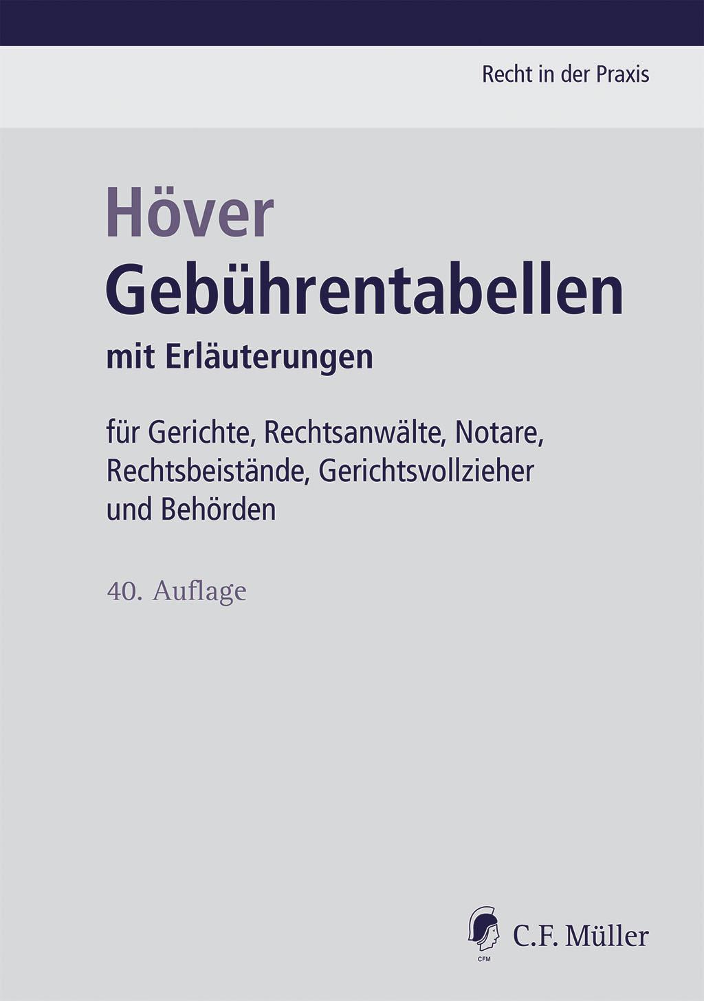 Vorderes Coverbild Gebührentabellen