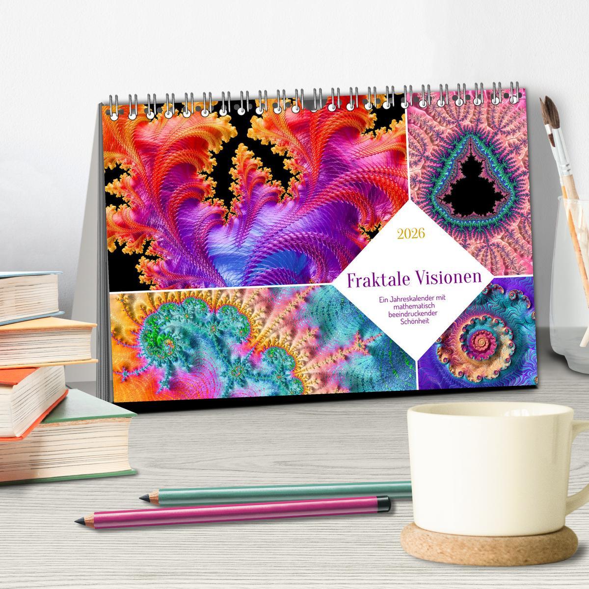 Beispielinhalt (Bild) Fraktale Visionen (Tischkalender 2026 DIN A5 quer), CALVENDO Monatskalender
