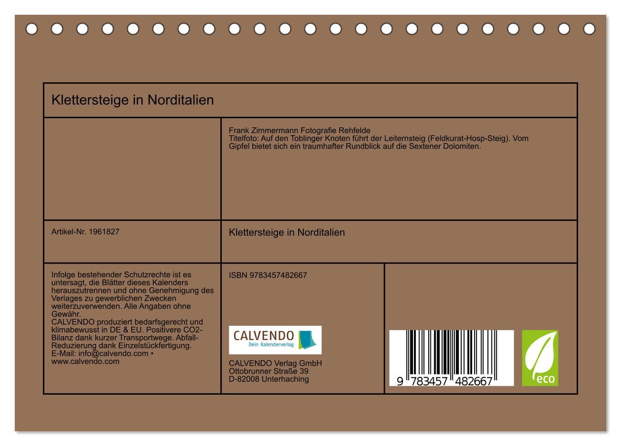 Beispielinhalt (Bild) Klettersteige in Norditalien (Tischkalender 2026 DIN A5 quer), CALVENDO Monatskalender