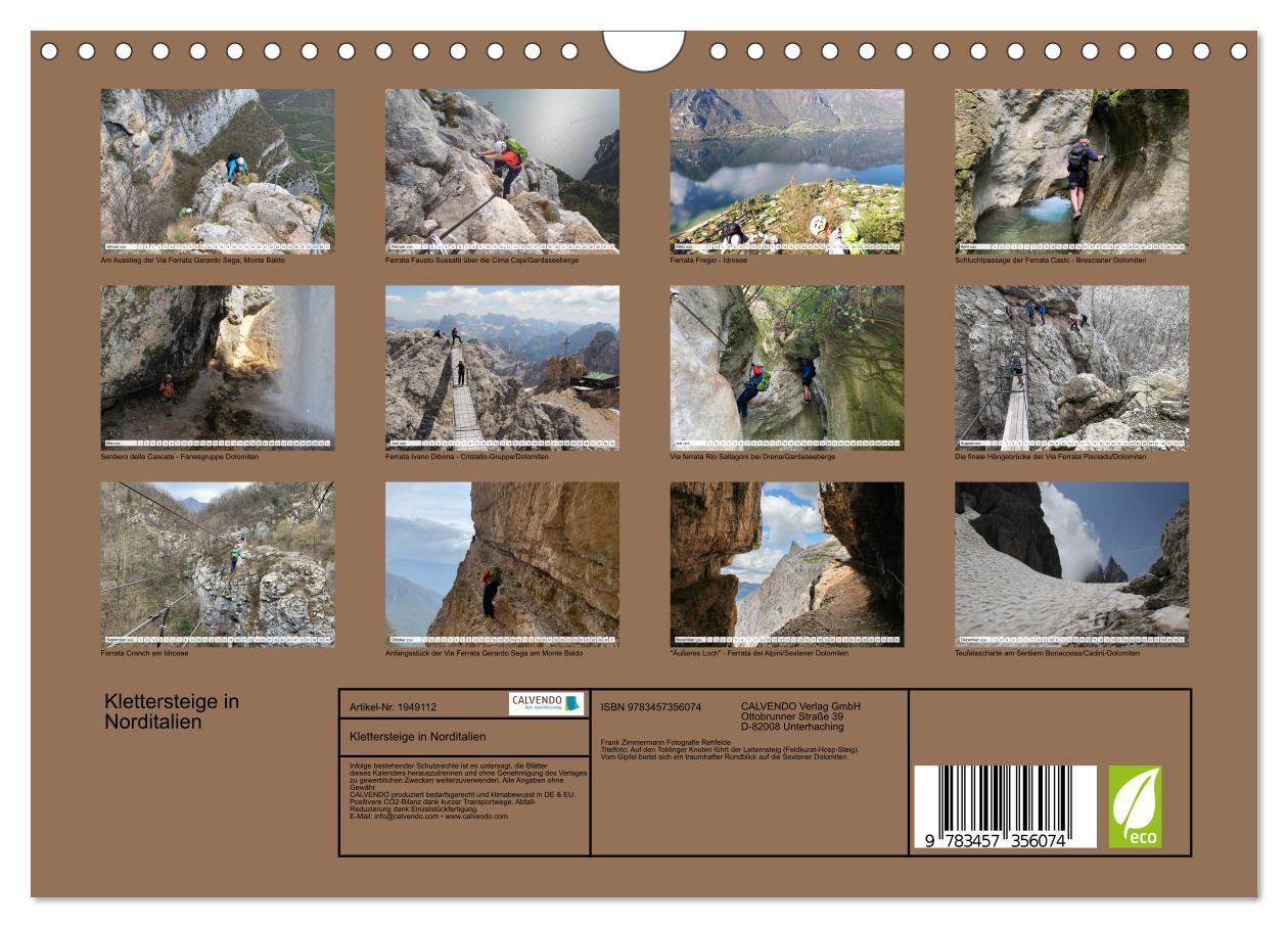 Beispielinhalt (Bild) Klettersteige in Norditalien (Wandkalender 2026 DIN A4 quer), CALVENDO Monatskalender