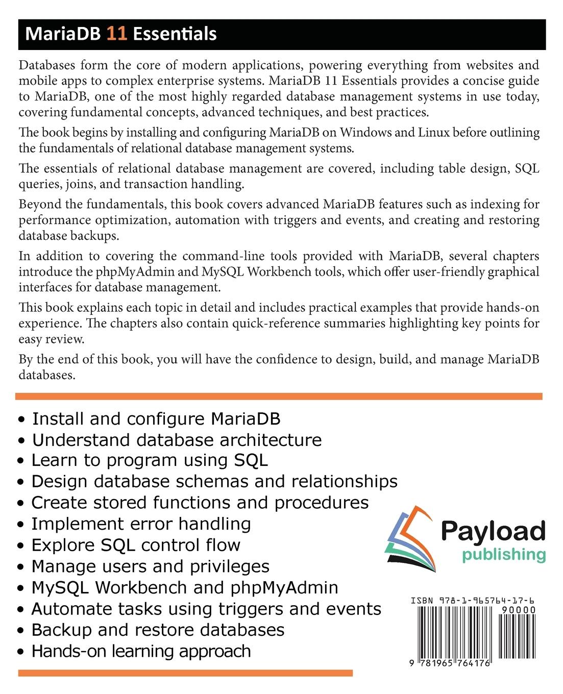 Rückseitencover MariaDB 11 Essentials