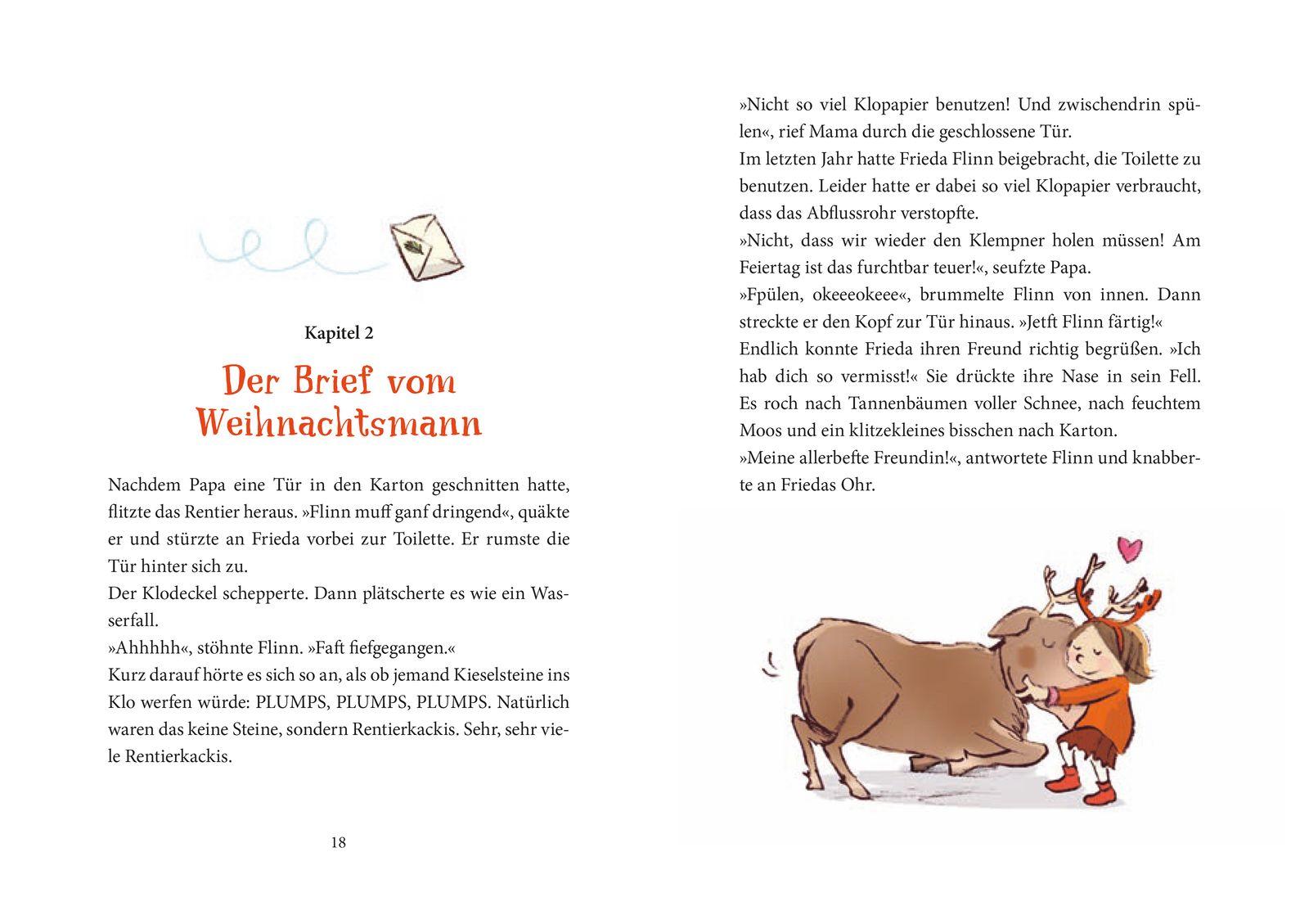 Beispielinhalt (Bild) Es düst ein Rentier durch den Schnee