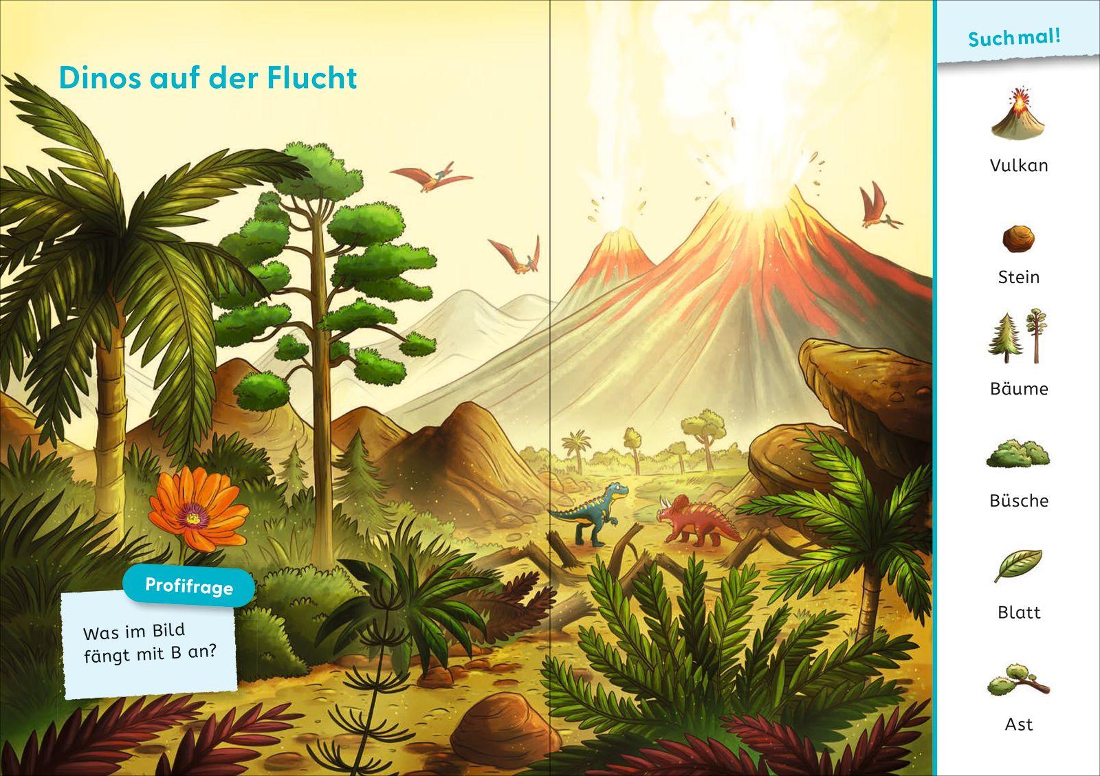 Beispielinhalt (Bild) Leseprofis - Mit Bildern lesen lernen: Zwei Dinos wollen nach Hause, Erstes Lesen