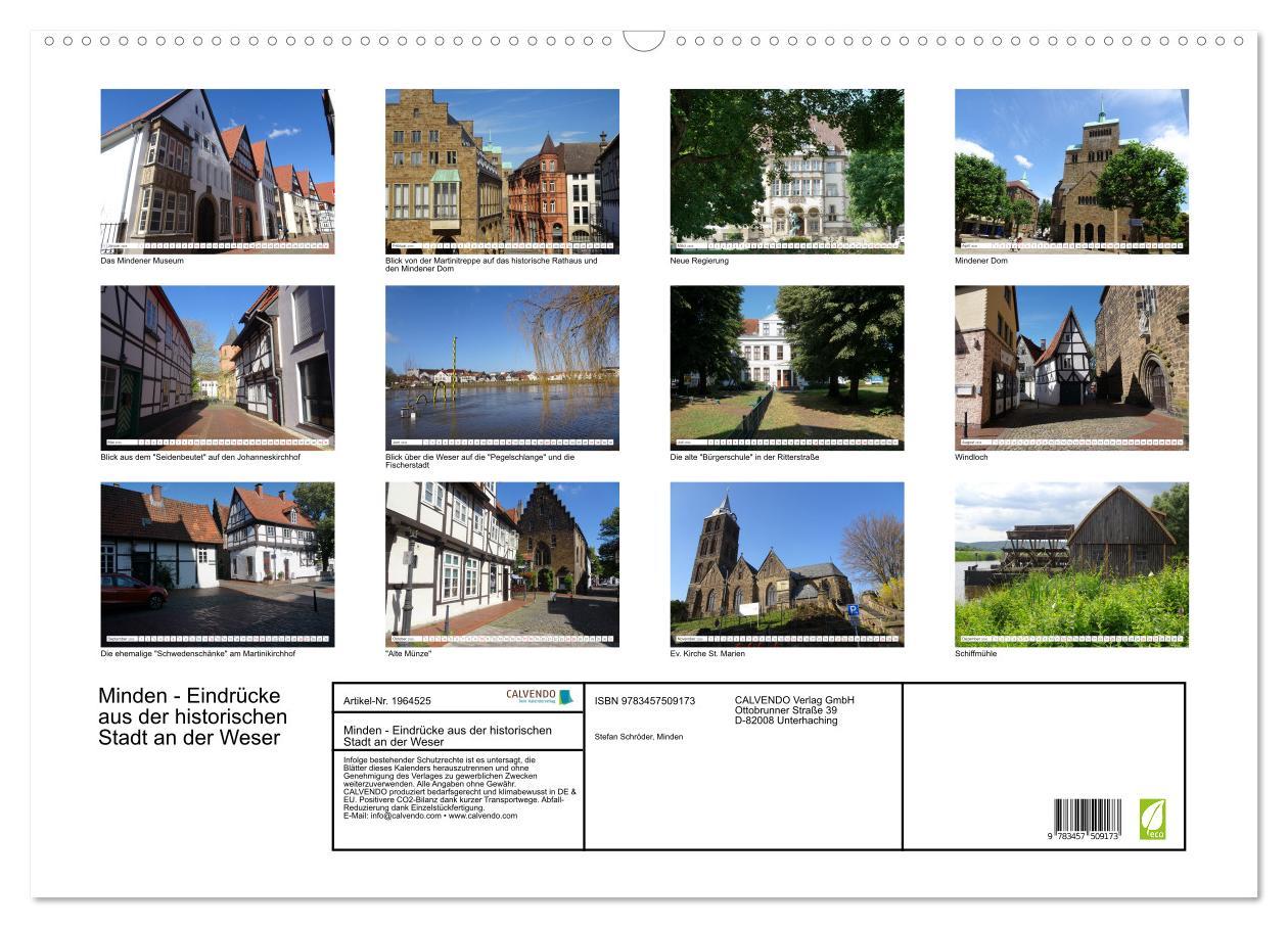 Beispielinhalt (Bild) Minden - Eindrücke aus der historischen Stadt an der Weser (Wandkalender 2026 DIN A2 quer), CALVENDO Monatskalender