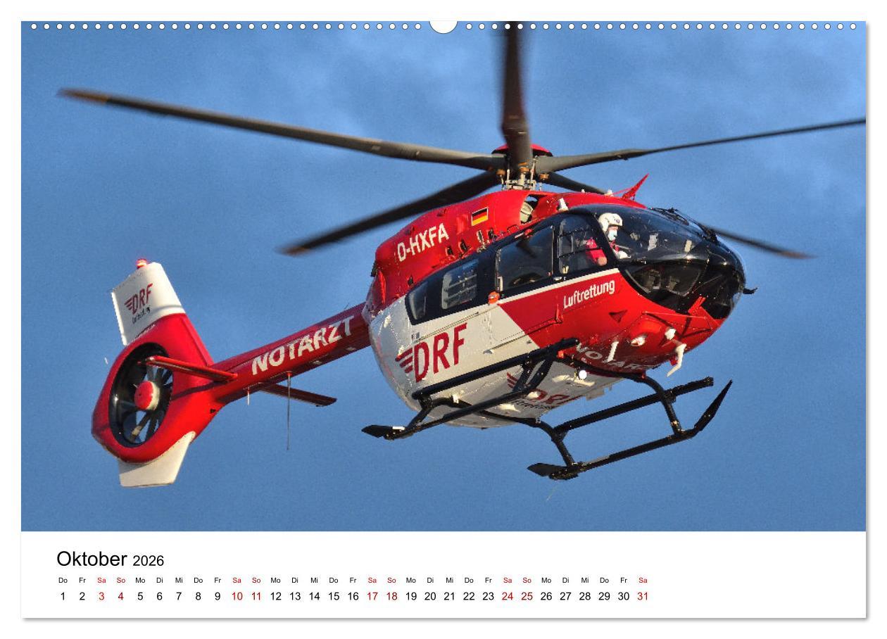 Beispielinhalt (Bild) Rettungshubschrauber in Action (hochwertiger Premium Wandkalender 2026 DIN A2 quer), Kunstdruck in Hochglanz
