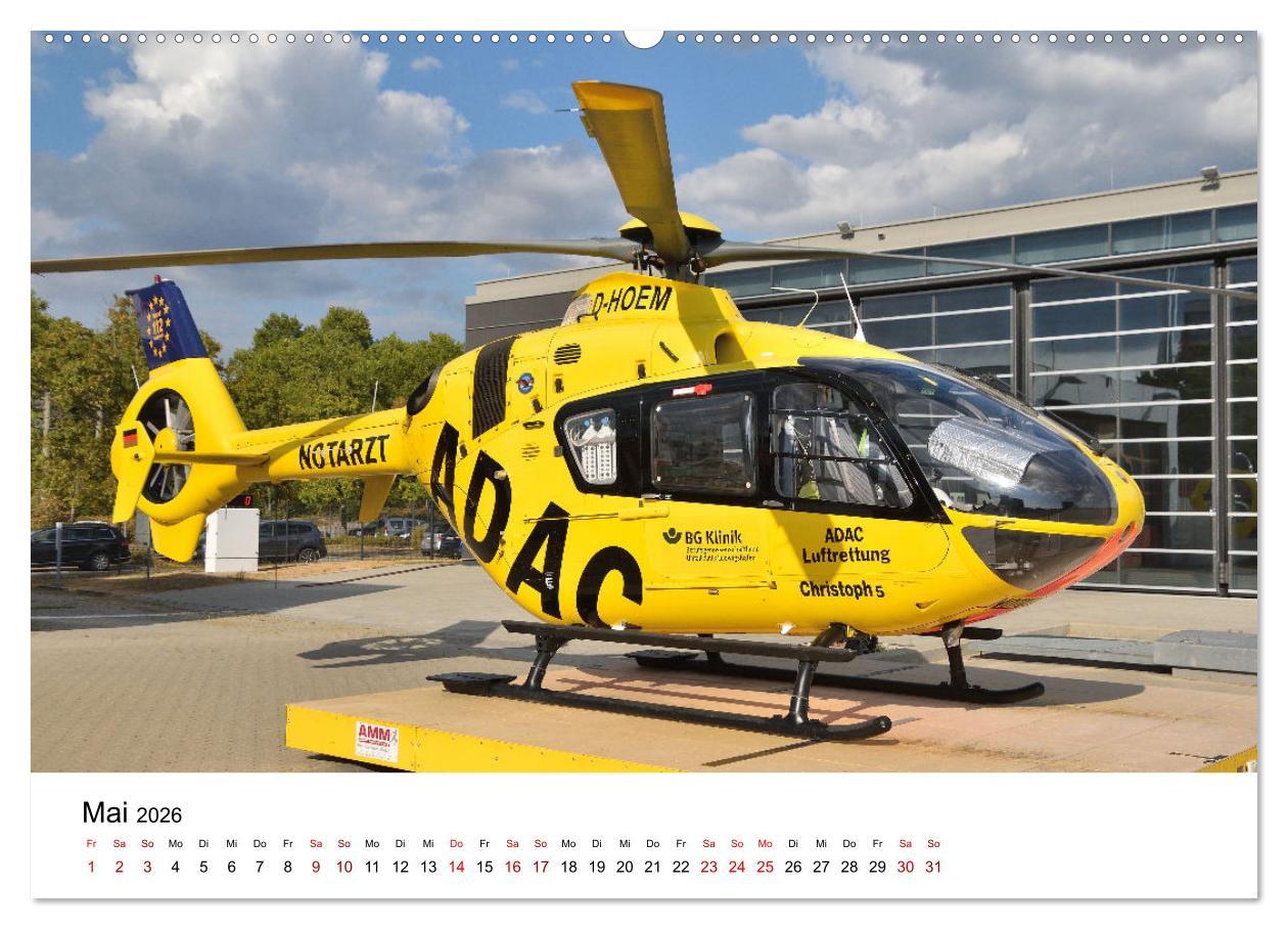 Beispielinhalt (Bild) Rettungshubschrauber in Action (hochwertiger Premium Wandkalender 2026 DIN A2 quer), Kunstdruck in Hochglanz