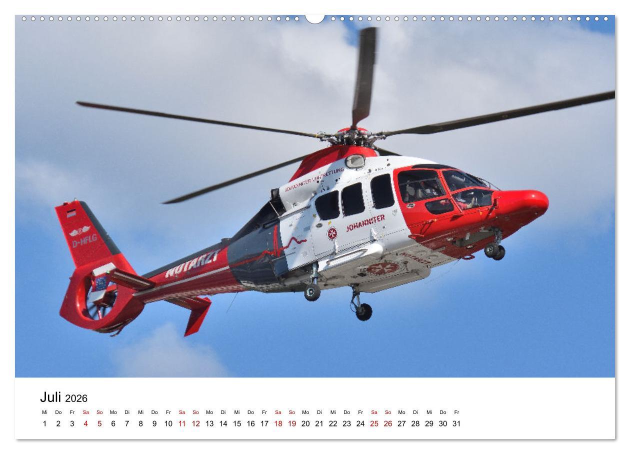 Beispielinhalt (Bild) Rettungshubschrauber in Action (hochwertiger Premium Wandkalender 2026 DIN A2 quer), Kunstdruck in Hochglanz