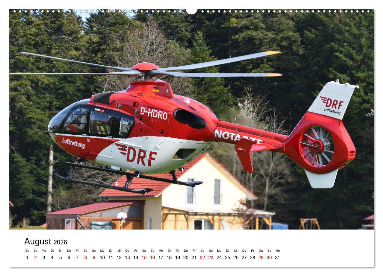Beispielinhalt (Bild) Rettungshubschrauber in Action (hochwertiger Premium Wandkalender 2026 DIN A2 quer), Kunstdruck in Hochglanz