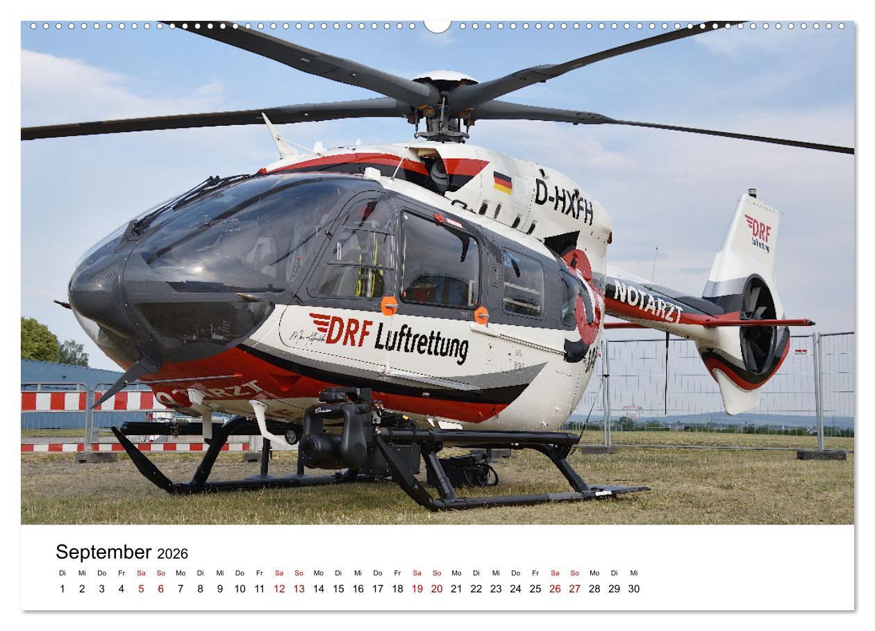 Beispielinhalt (Bild) Rettungshubschrauber in Action (hochwertiger Premium Wandkalender 2026 DIN A2 quer), Kunstdruck in Hochglanz