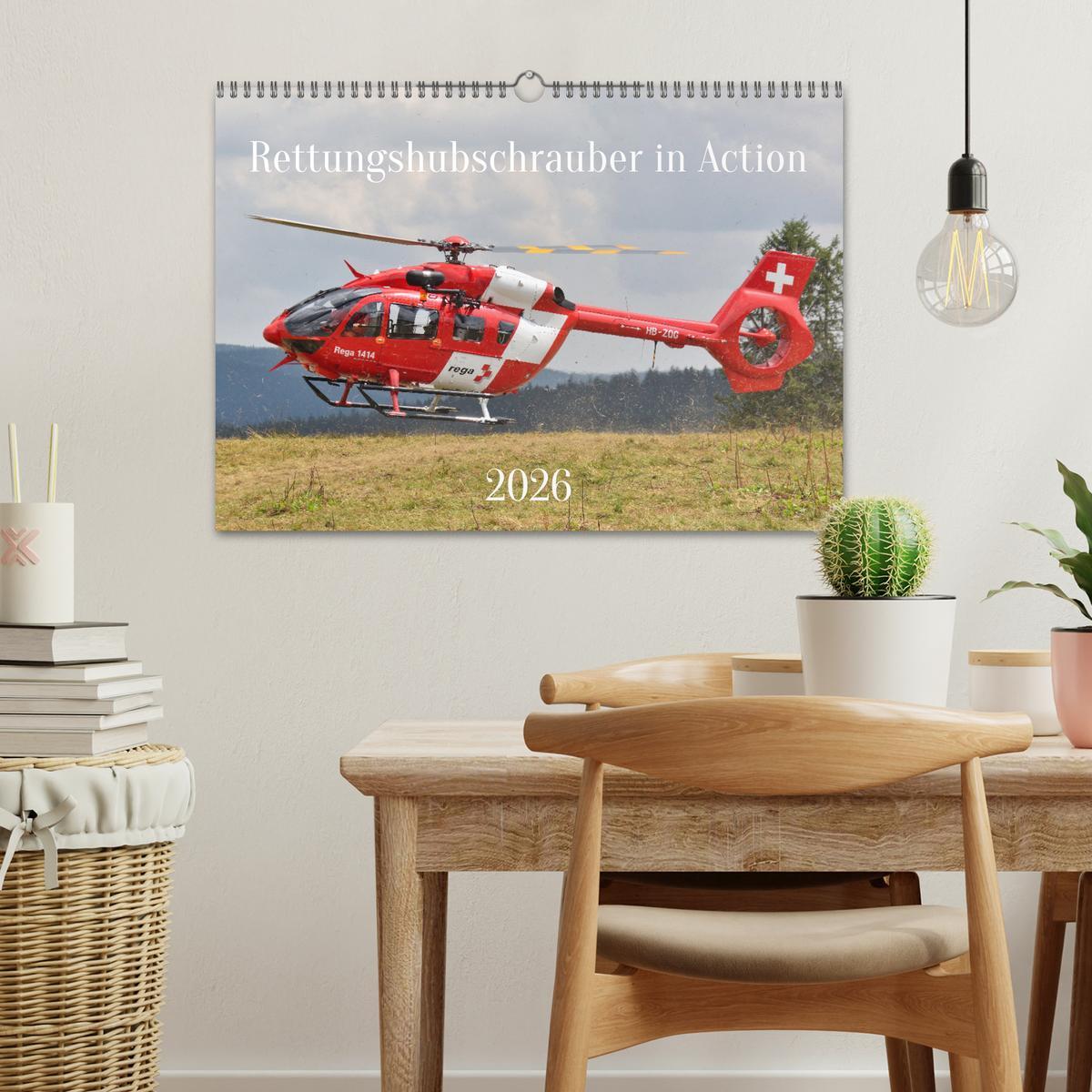 Beispielinhalt (Bild) Rettungshubschrauber in Action (Wandkalender 2026 DIN A3 quer), CALVENDO Monatskalender