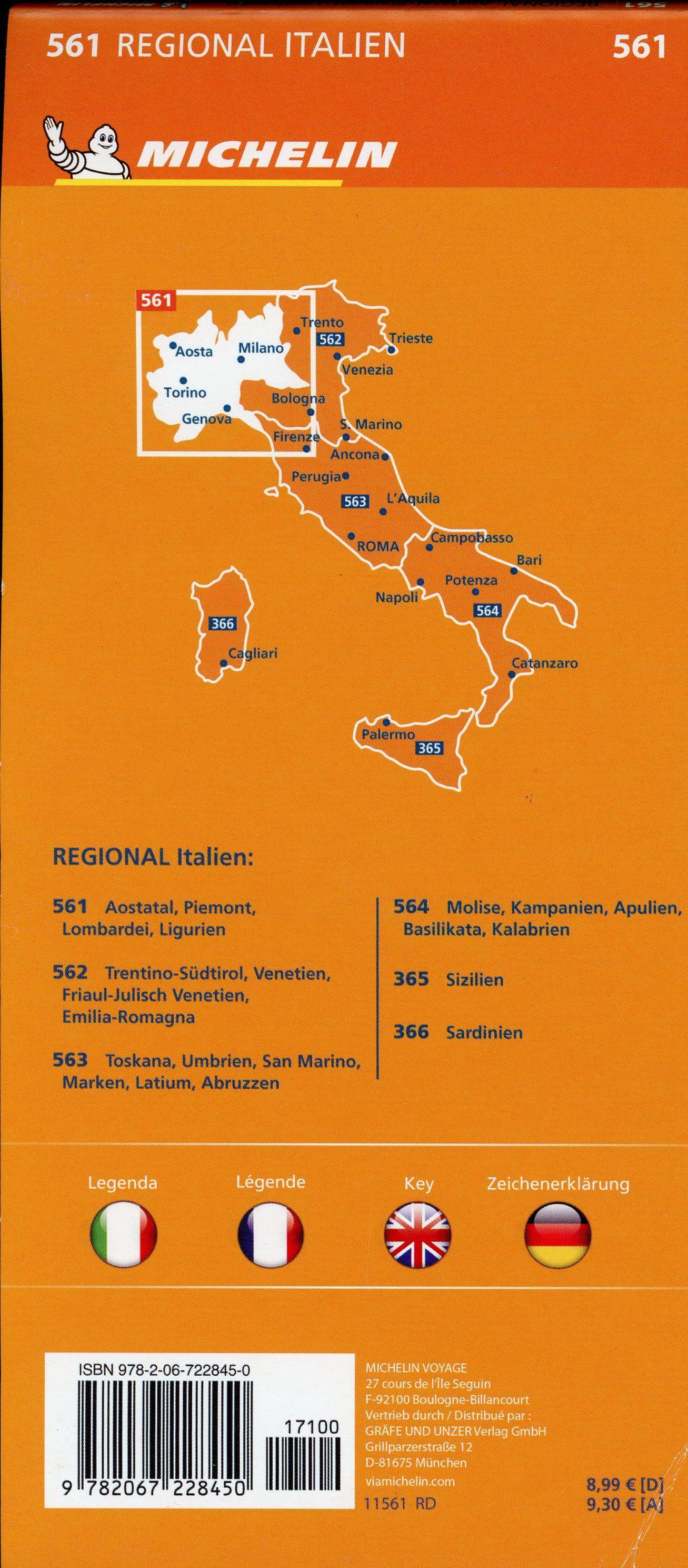 Beispielinhalt (Bild) Michelin Aostatal, Piemont, Lombardei und Ligurien