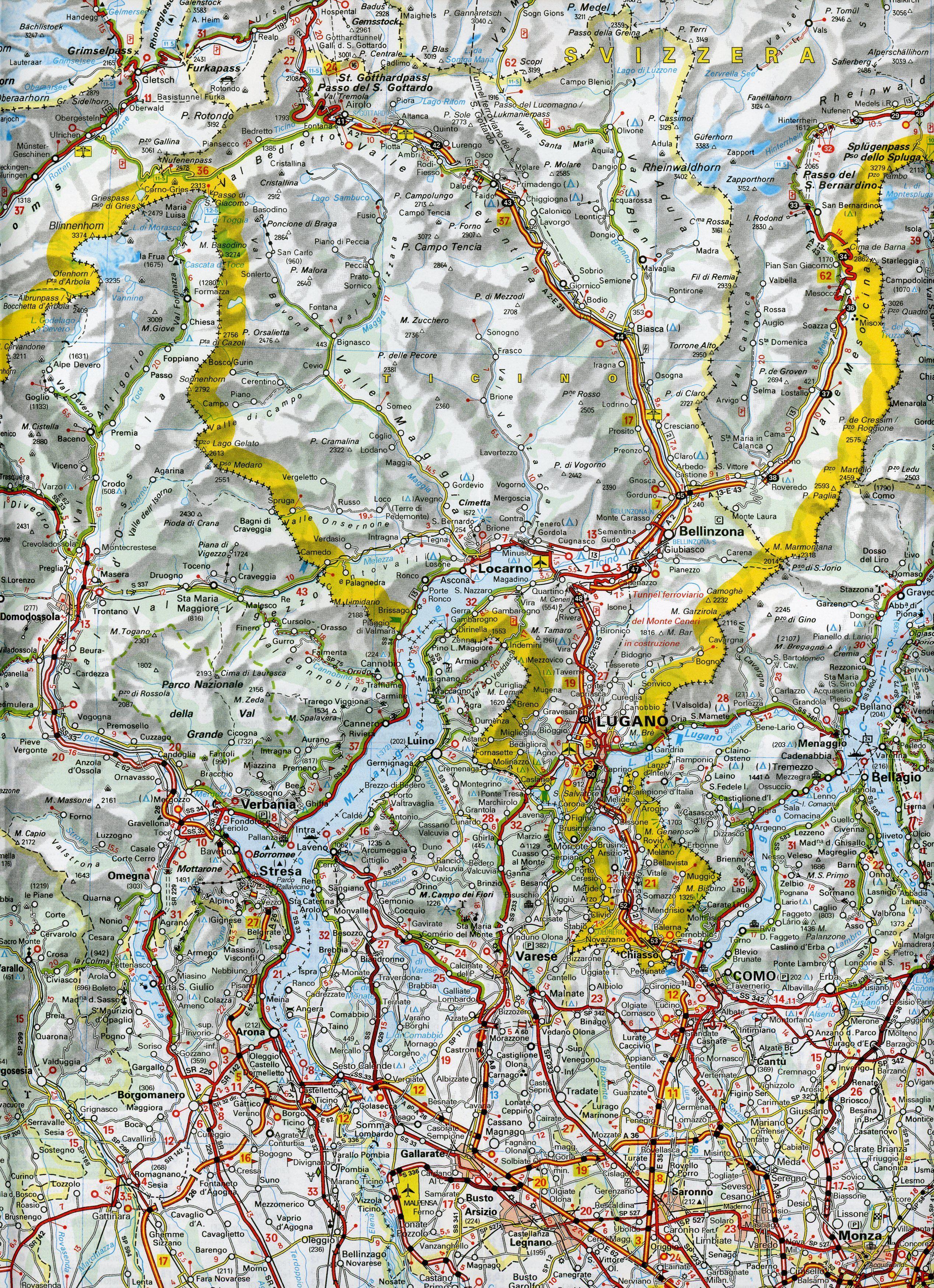 Beispielinhalt (Bild) Michelin Aostatal, Piemont, Lombardei und Ligurien