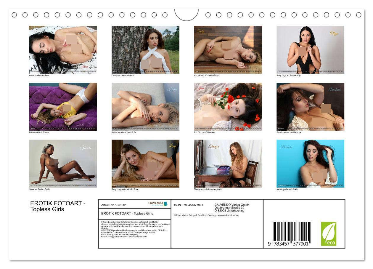 Beispielinhalt (Bild) EROTIK FOTOART - Topless Girls (Wandkalender 2026 DIN A4 quer), CALVENDO Monatskalender