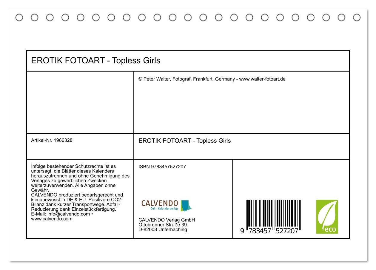 Beispielinhalt (Bild) EROTIK FOTOART - Topless Girls (Tischkalender 2026 DIN A5 quer), CALVENDO Monatskalender