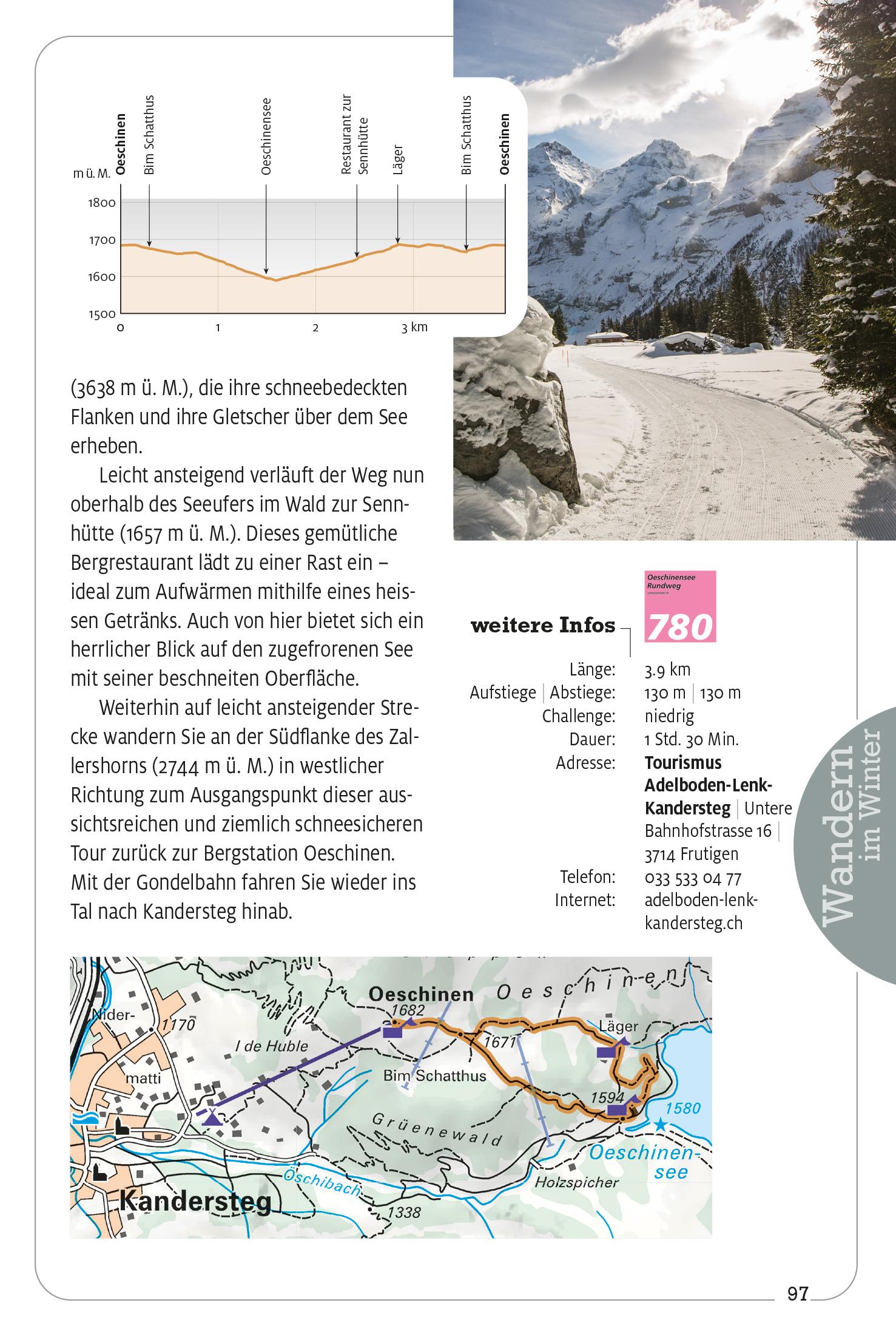 Beispielinhalt (Bild) Kümmerly+Frey Erlebnis Schweiz Winterwanderungen - Wanderführer