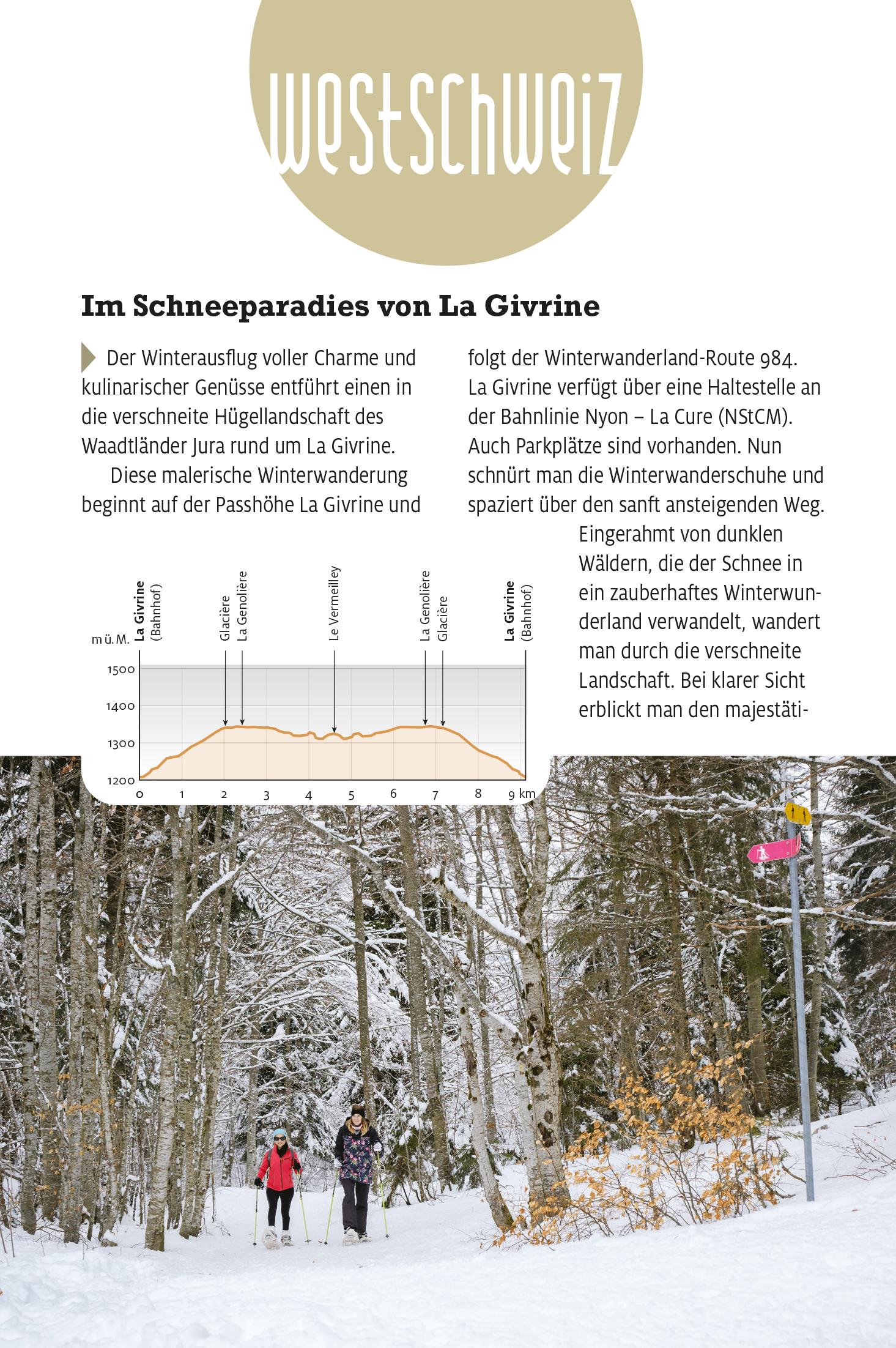 Beispielinhalt (Bild) Kümmerly+Frey Erlebnis Schweiz Winterwanderungen - Wanderführer