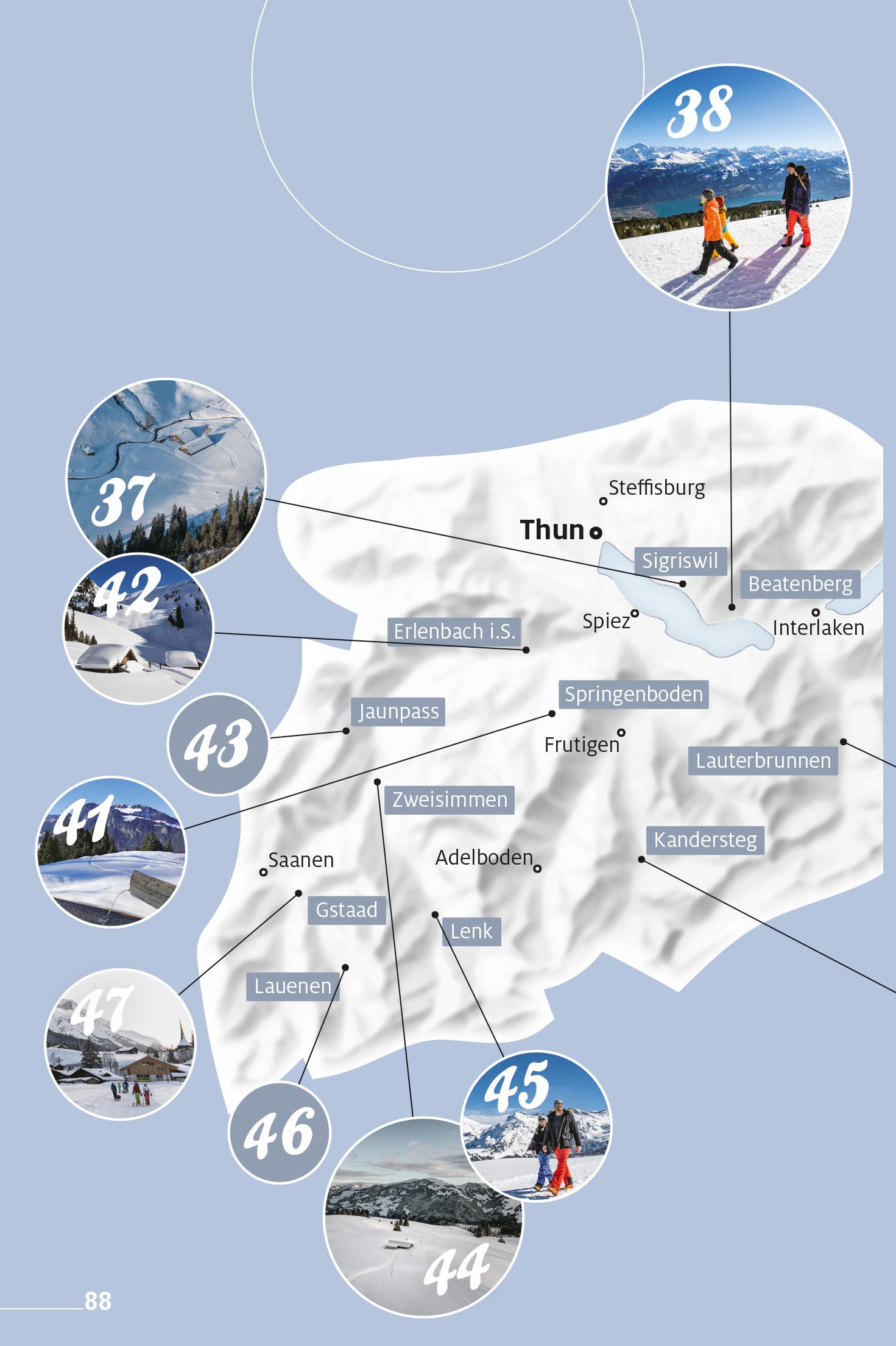 Beispielinhalt (Bild) Kümmerly+Frey Erlebnis Schweiz Winterwanderungen - Wanderführer