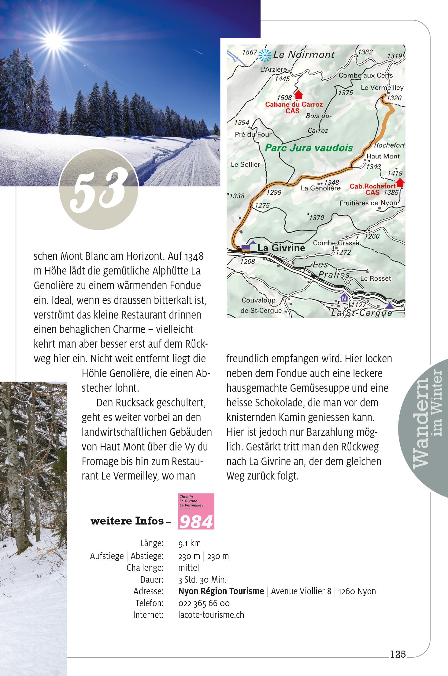 Beispielinhalt (Bild) Kümmerly+Frey Erlebnis Schweiz Winterwanderungen - Wanderführer