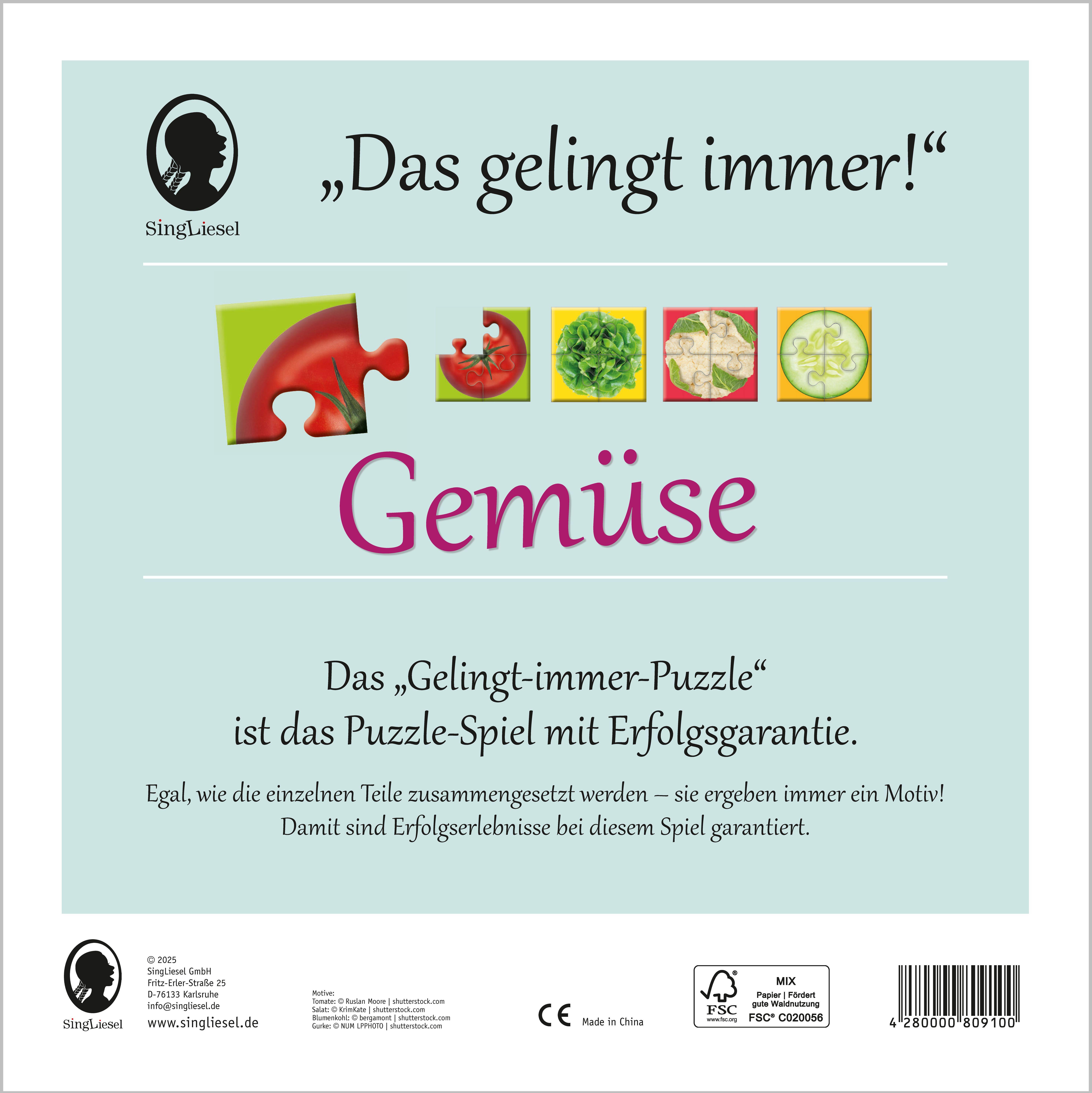 Beispielinhalt (Bild) Das "Gelingt immer"-Puzzle Gemüse. Das Puzzle-Spiel für Senioren mit Demenz