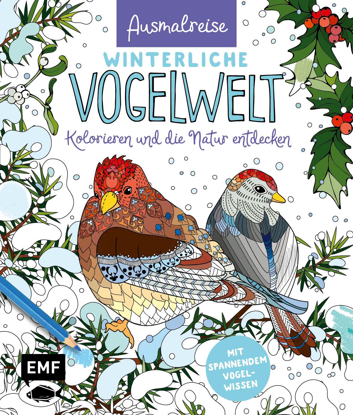 Vorderes Coverbild Ausmalreise Winterliche Vogelwelt