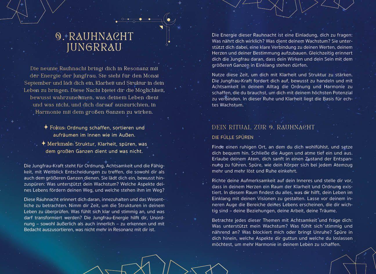 Beispielinhalt (Bild) Kartenset: 12 Nächte, 12 Zeichen | Rauhnächte und Astrologie bewusst erleben - mit Ritualen, Affirmationen und Videomeditationen